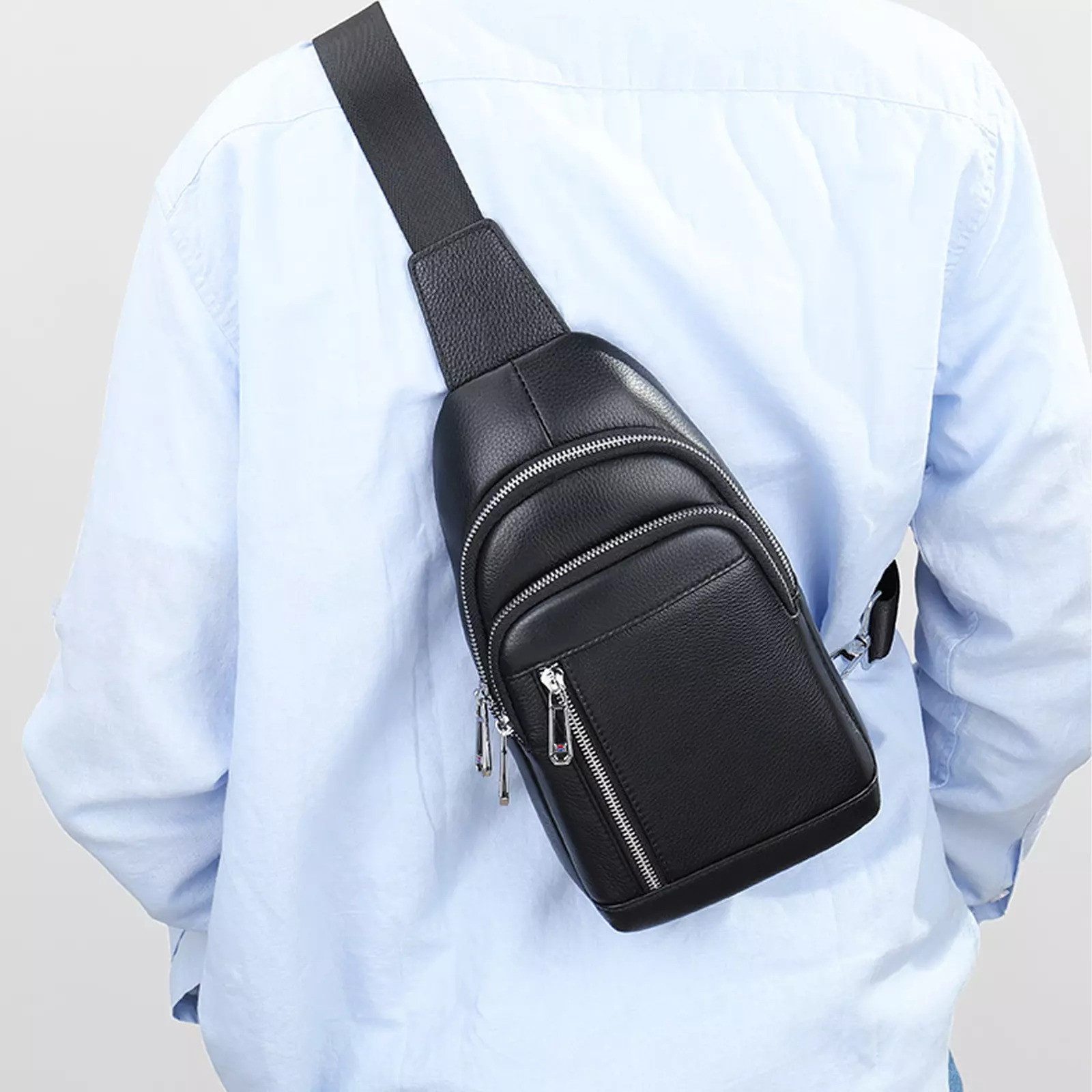 YUBRO-STUDIO Messenger Bag Herren Echtleder Sling günstig online kaufen