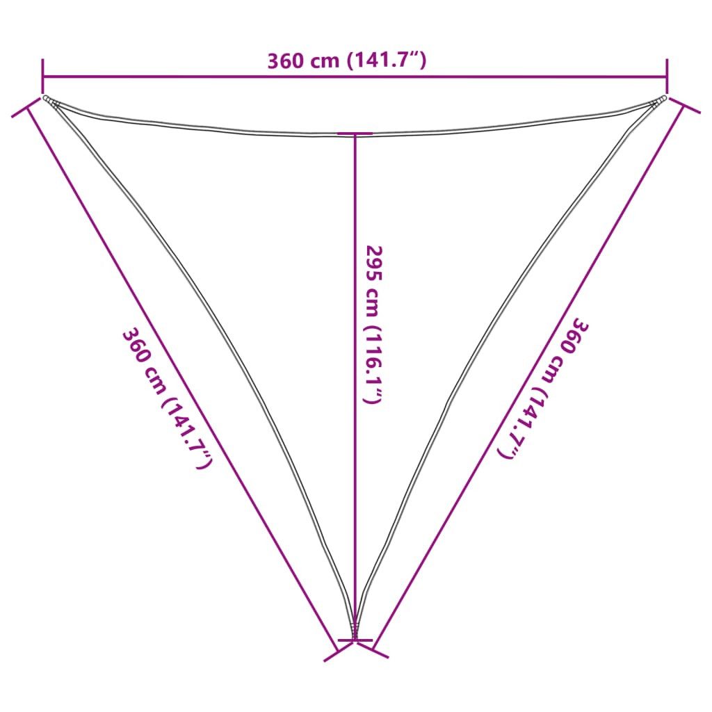 vidaXL Sonnensegel Sonnensegel HDPE Dreieckig 3,6x3,6x3,6 m Anthrazit, (1-tlg)