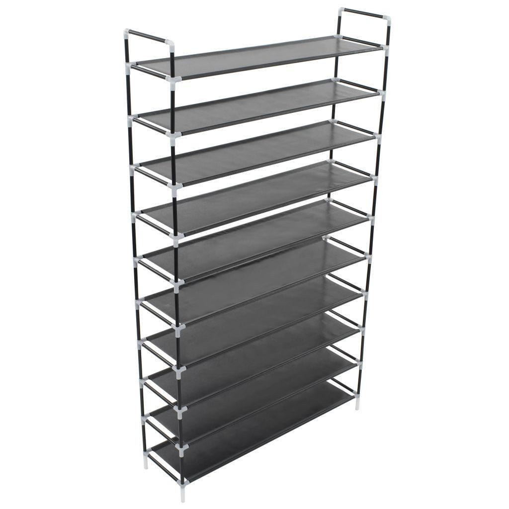 vidaXL Schuhschrank 100 x 295 x 170 cm Schuhregal mit 10 Etagen Metall und Vliesstoff Schw