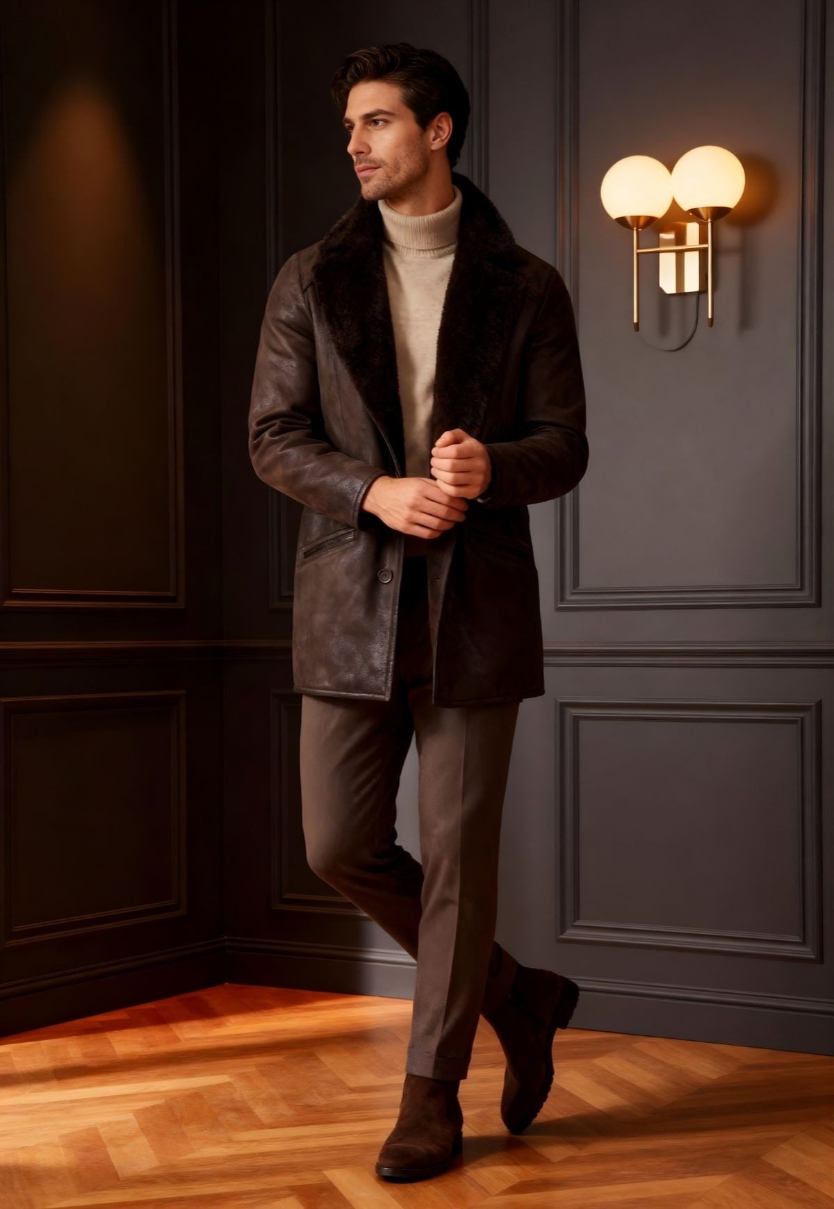 Hollert Wintermantel Lammfellmantel Antonio Braun günstig online kaufen