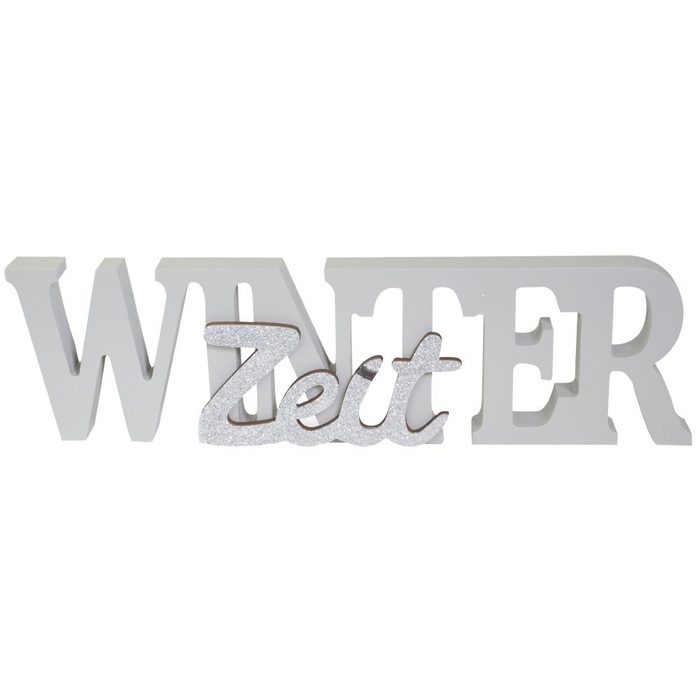 RIFFELMACHER & WEINBERGER Deko-Schriftzug "Winterzeit" 29 x 8 cm - 19130 Silber Glitzer - Dekoration Dekoaufsteller Weihnachten Advent