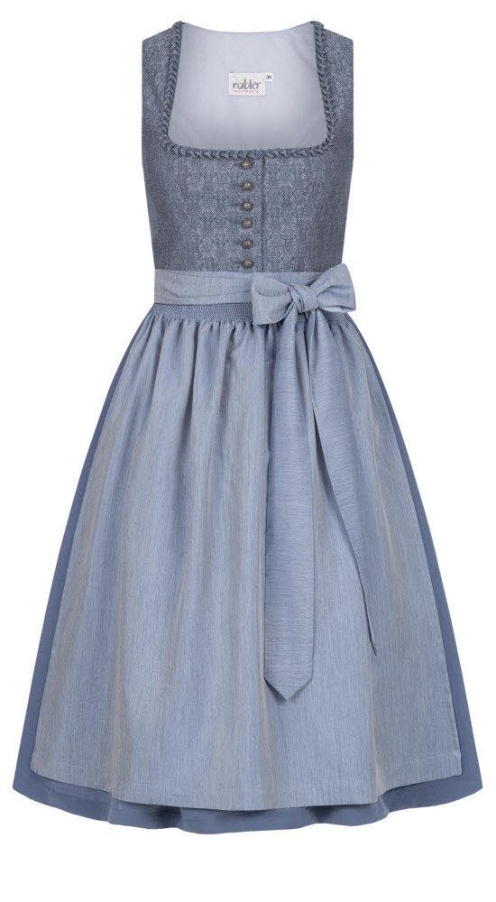 Nübler Dirndl Midi Dirndl Elsa in Rauchblau von Nübler