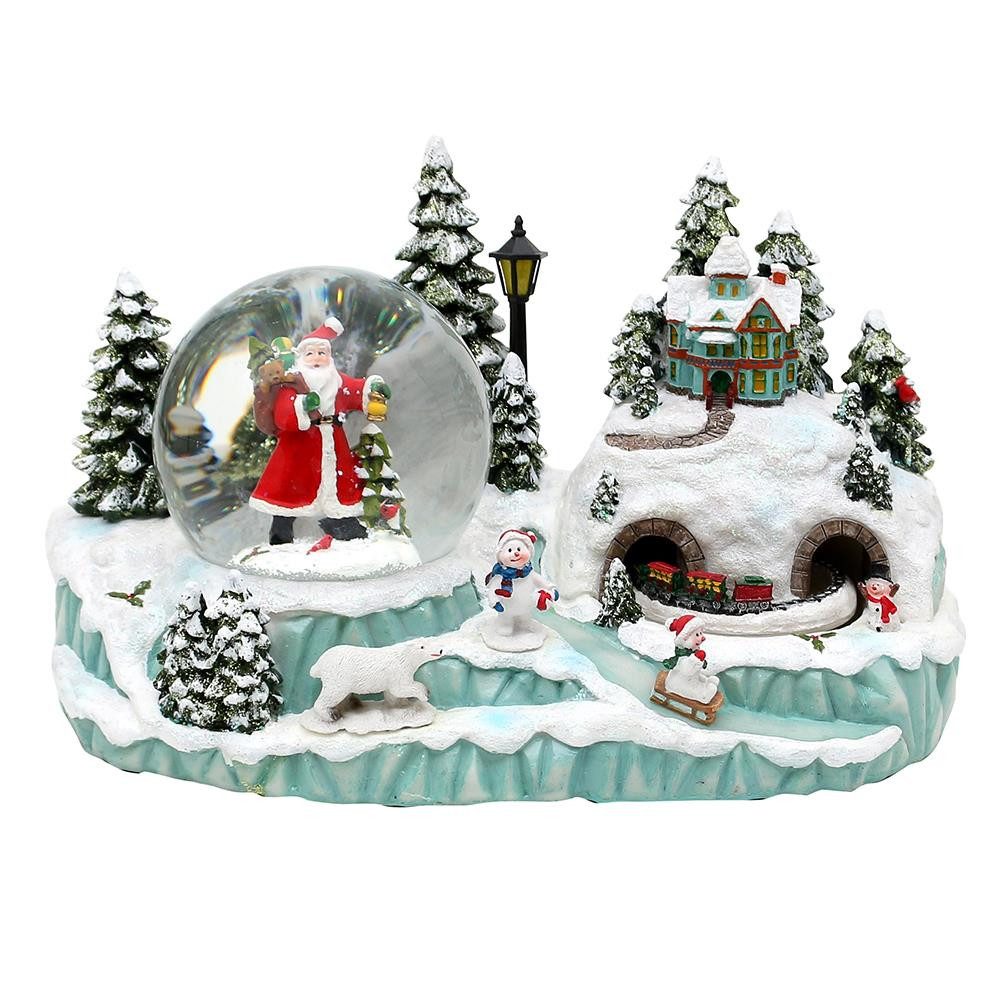Dekohelden24 Schneekugel XL und XXL Schneekugeln in verschiedenen Ausführungen., Farbwechsel, Soundfunktion, bewegte Eisenbahn, Glitzerwirbel