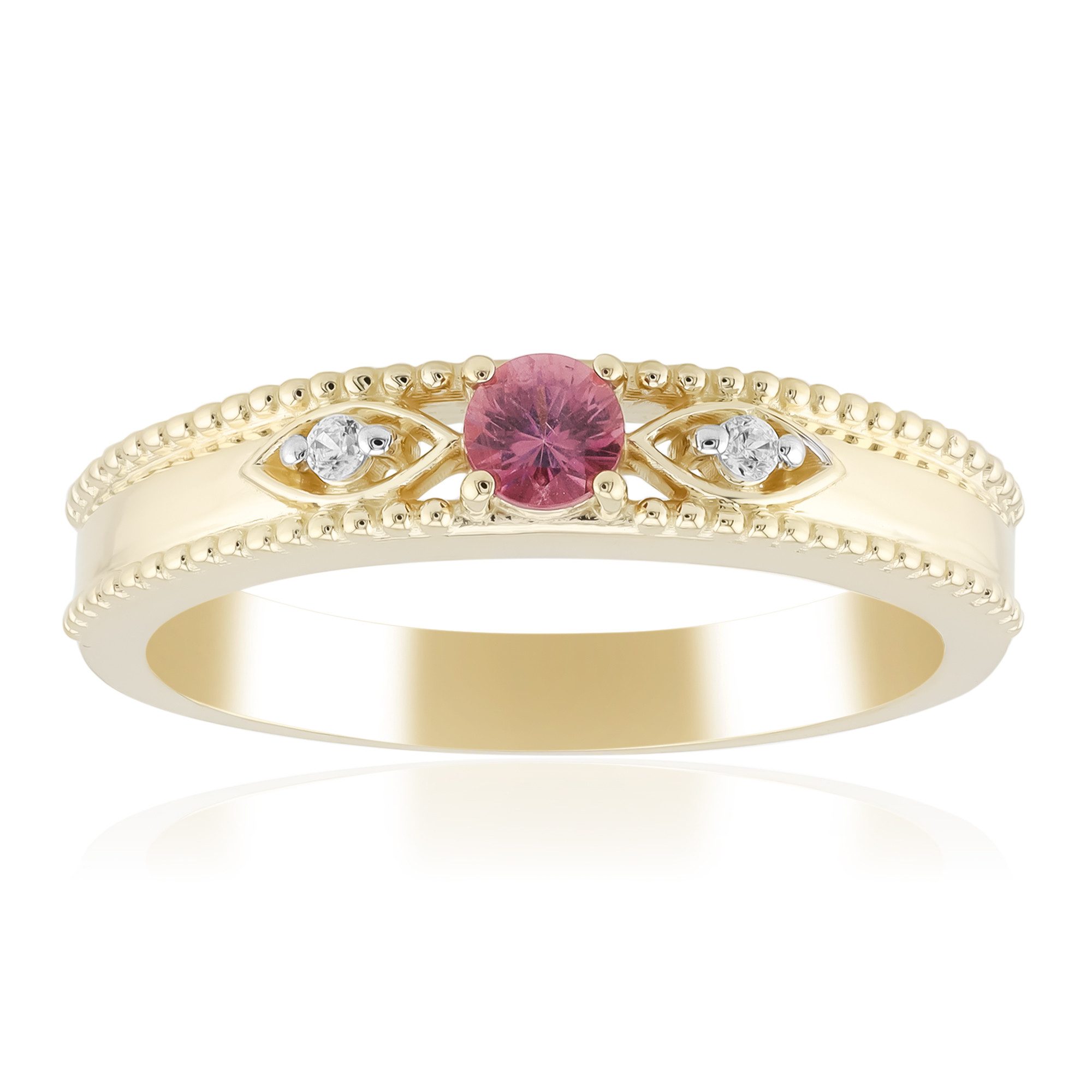 Cavill Goldring Cavill Padparadscha Saphir 0,179 ct Gelbgold 9K mit Zirkon & Perlen (1-tlg)