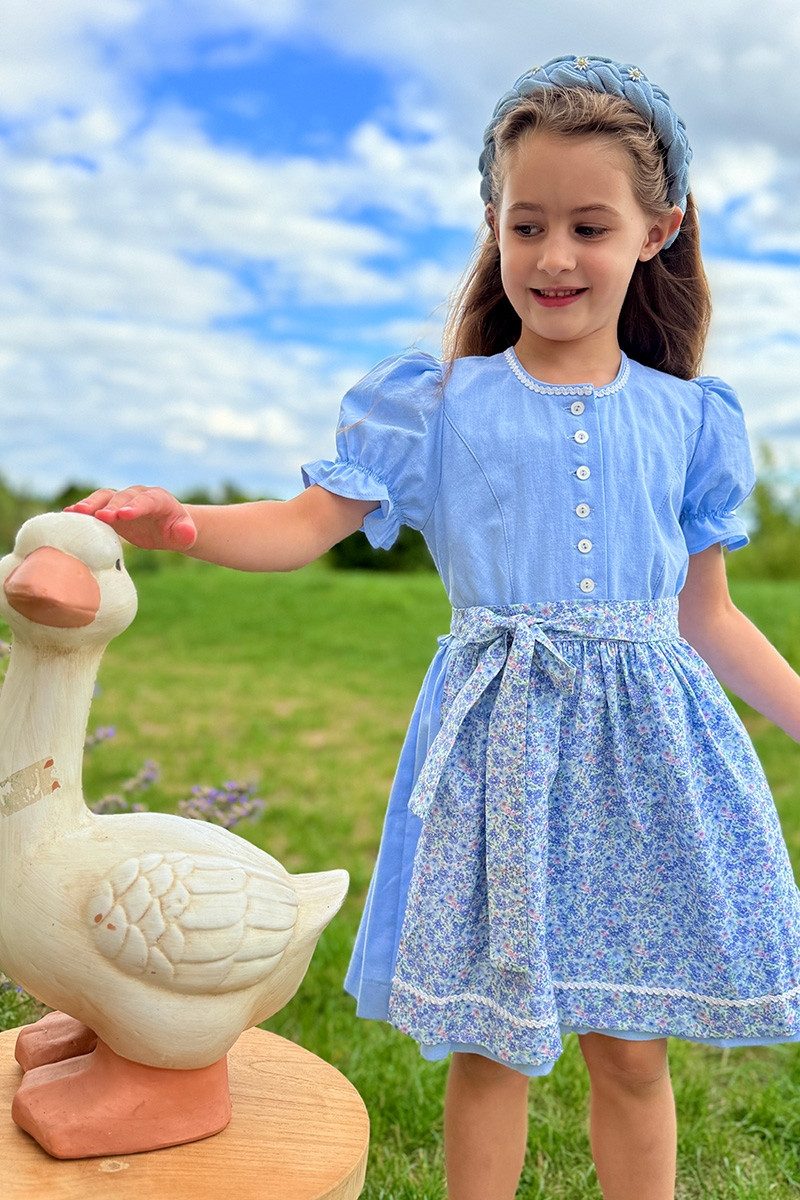 Isar-Trachten Dirndl Kinderdirndl 2tlg. - LIVIA - hellblau