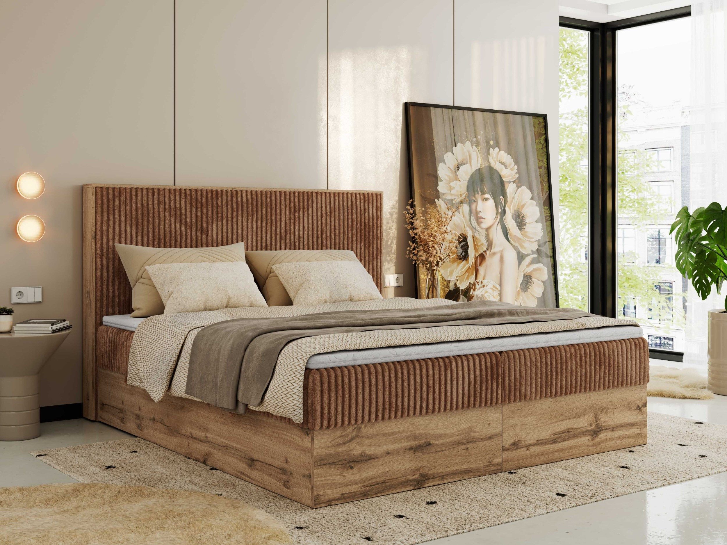 MKS MÖBEL Boxspringbett WOOD CLASSIC (Packung, Set, Topper T25, hohe Kopfte günstig online kaufen