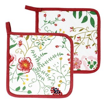 Lashuma Topflappen Blumenranke, (Set, 2-tlg), Untersetzer für Töpfe, Topfhalter robust 20x20 cm