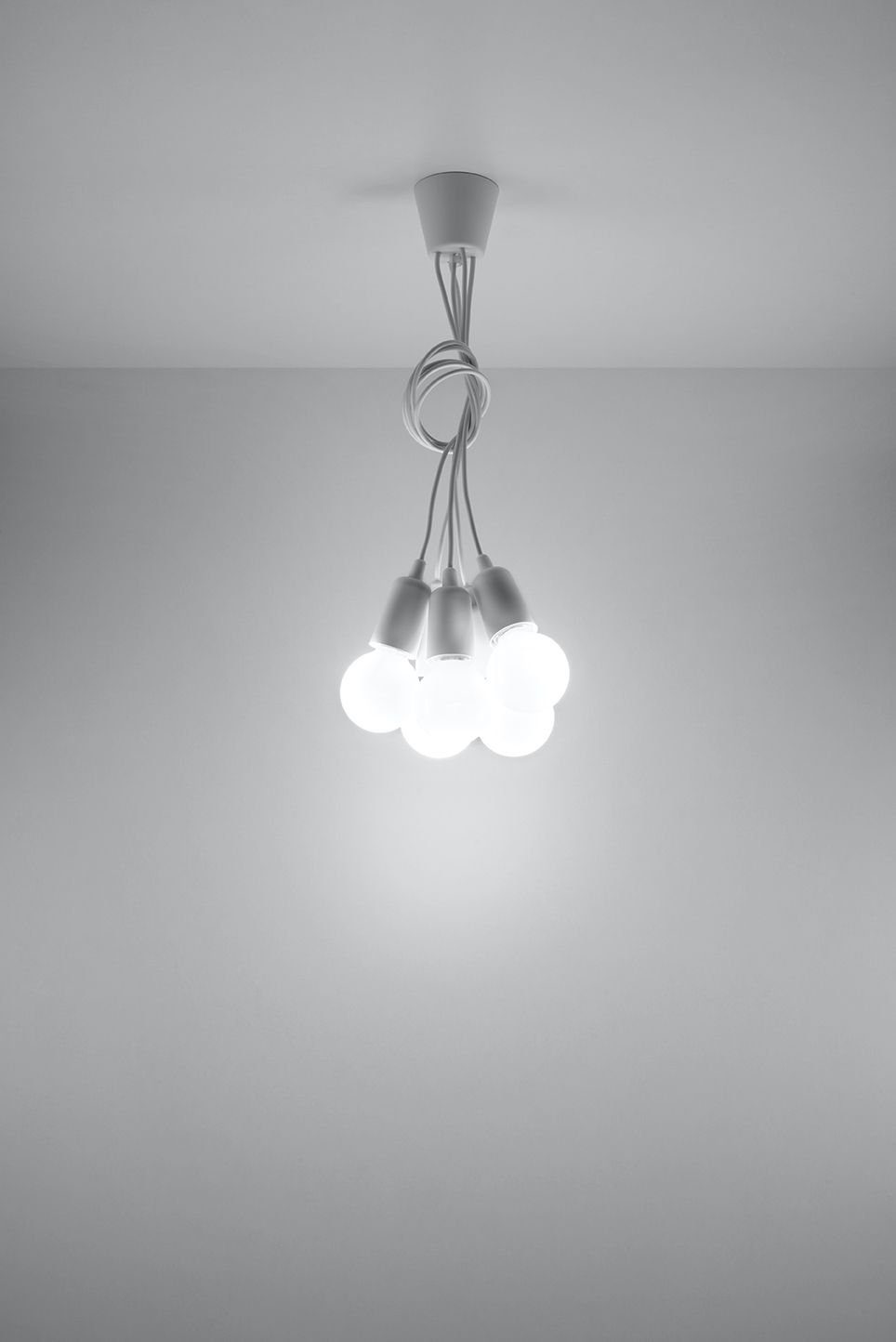 5-flmg 90cm NESSA, E27 Leuchtmittel, Weiß ohne Retro Licht-Erlebnisse Pendelleuchte Wohnzimmer Esstisch Hängelampe verstellbar