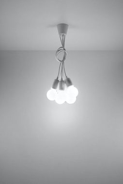 Licht-Erlebnisse Pendelleuchte NESSA, ohne Leuchtmittel, Hängelampe Retro Weiß verstellbar 90cm 5-flmg E27 Wohnzimmer Esstisch