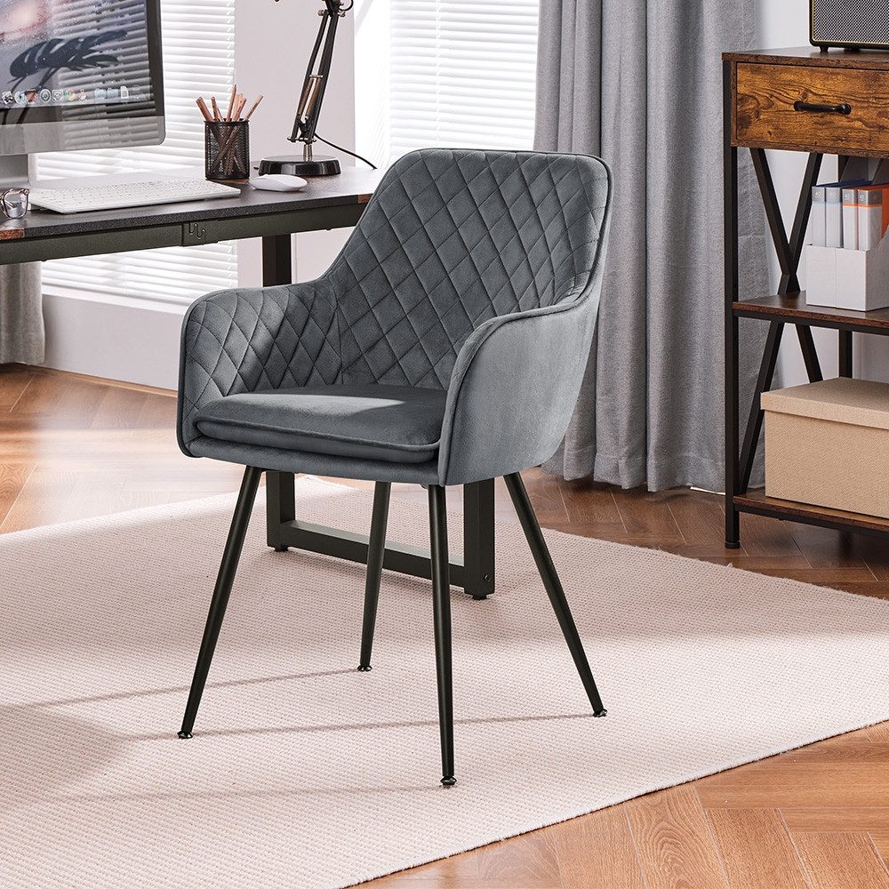 Yaheetech Esszimmerstuhl Küchenstühle (2 St), Stuhl-Set Polsterstühle mit Armlehnen und Metallbeine