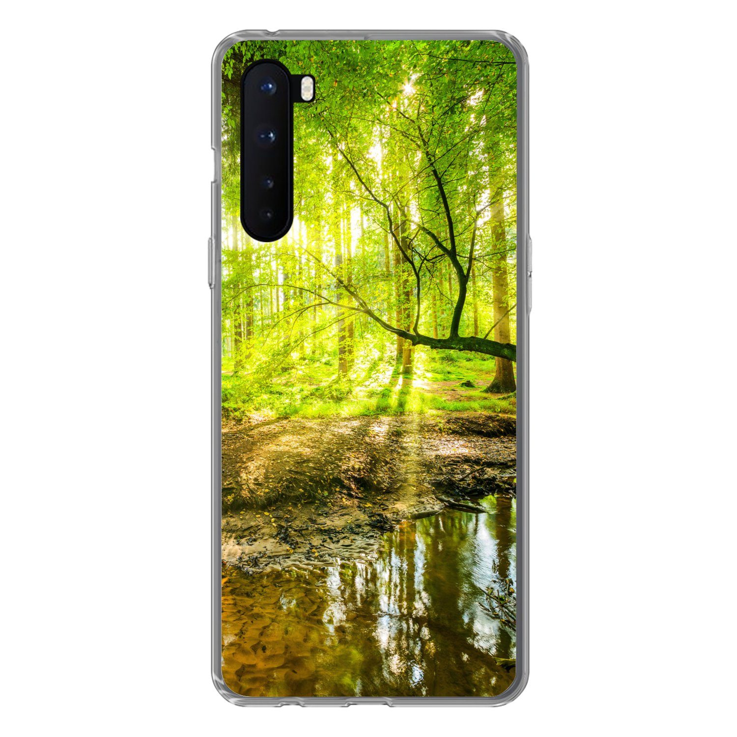 MuchoWow Handyhülle für OnePlus Nord Wald - Landschaft - Wasser - Bäume - Sonne - Grün - N, Phone Case, Silikon, Schutzhülle Dünn