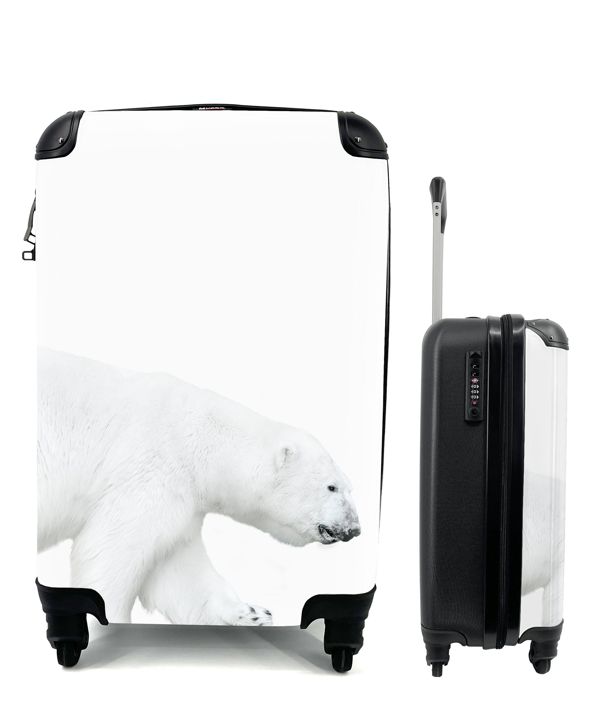 MuchoWow Handgepäckkoffer Eisbär - Tiere - Weiß, 4 Rollen, Reisetasche mit rollen, Handgepäck für Ferien, Trolley, Reisekoffer