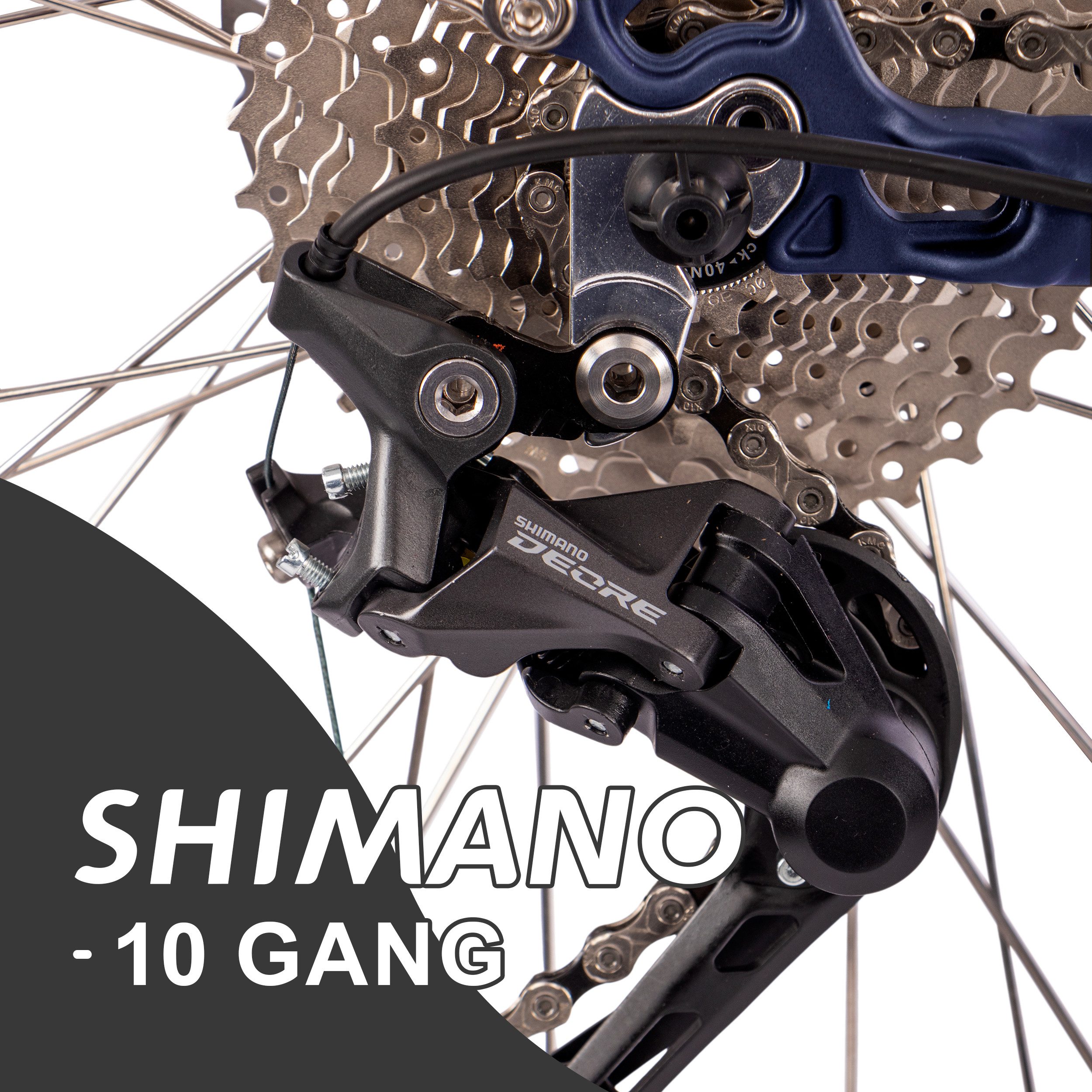 SAXXX E-Bike Trekkingrad Damen/Herren 28x2 Zoll, Trekking E-Bike mit Scheibenbremse, 55-110km, 10 Gang SHIMANO Deore Schaltwerk, Kettenschaltung, Mittelmotor, 522 Wh, (mit Rahmenschloss, mit Akku-Schlüssel, mit Gepäckträger), Pedelec, E-Trekking Tiefeinsteiger, entn. Akku, Federgabel