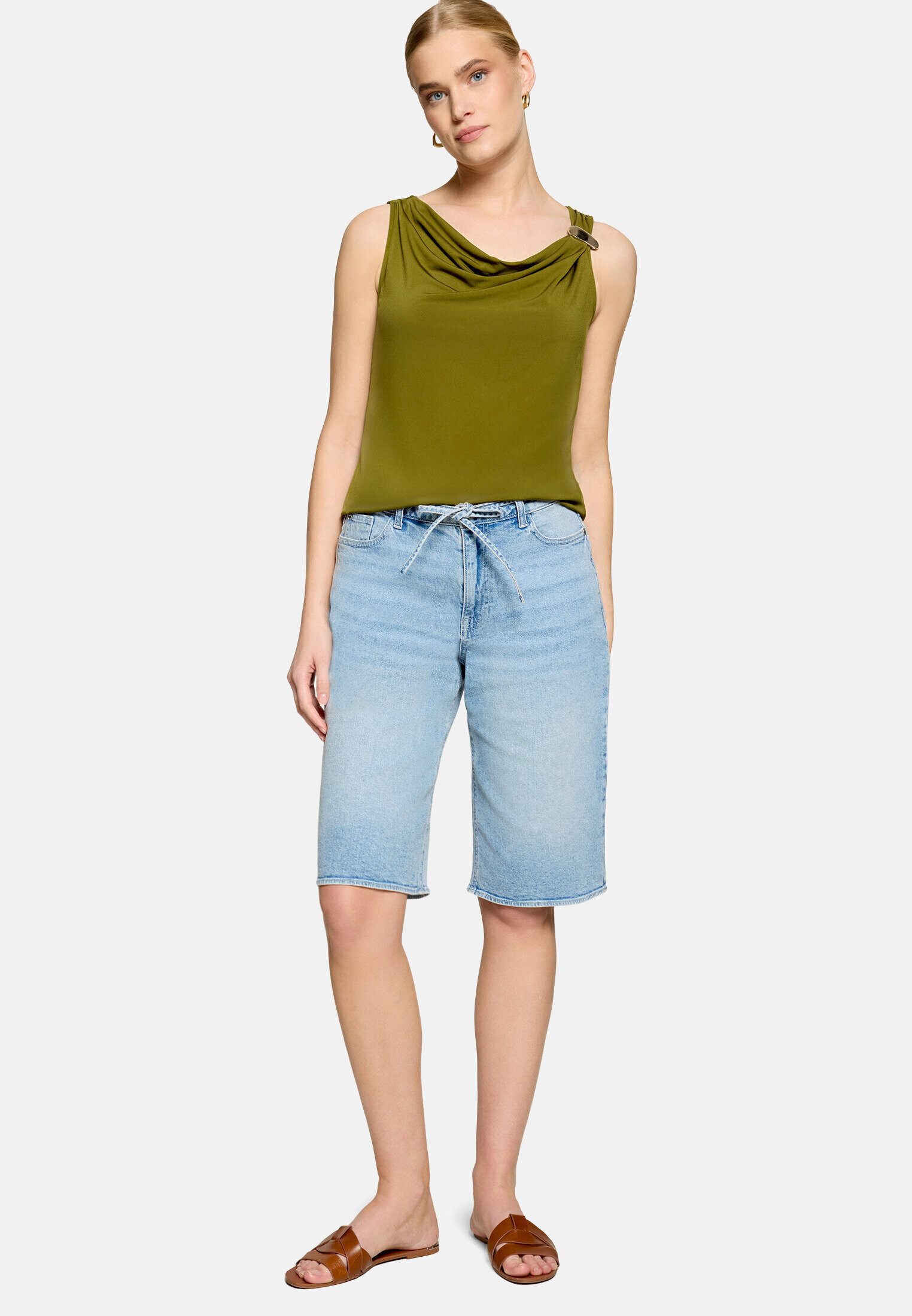 Zero T-Shirt Damen mit Wasserfallausschnitt (1-tlg) Material