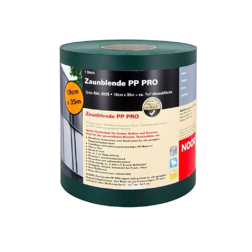 NOOR Sichtschutzstreifen PP PRO, Zaunblende - 0,19 x 2,55m - verschiedene Farben