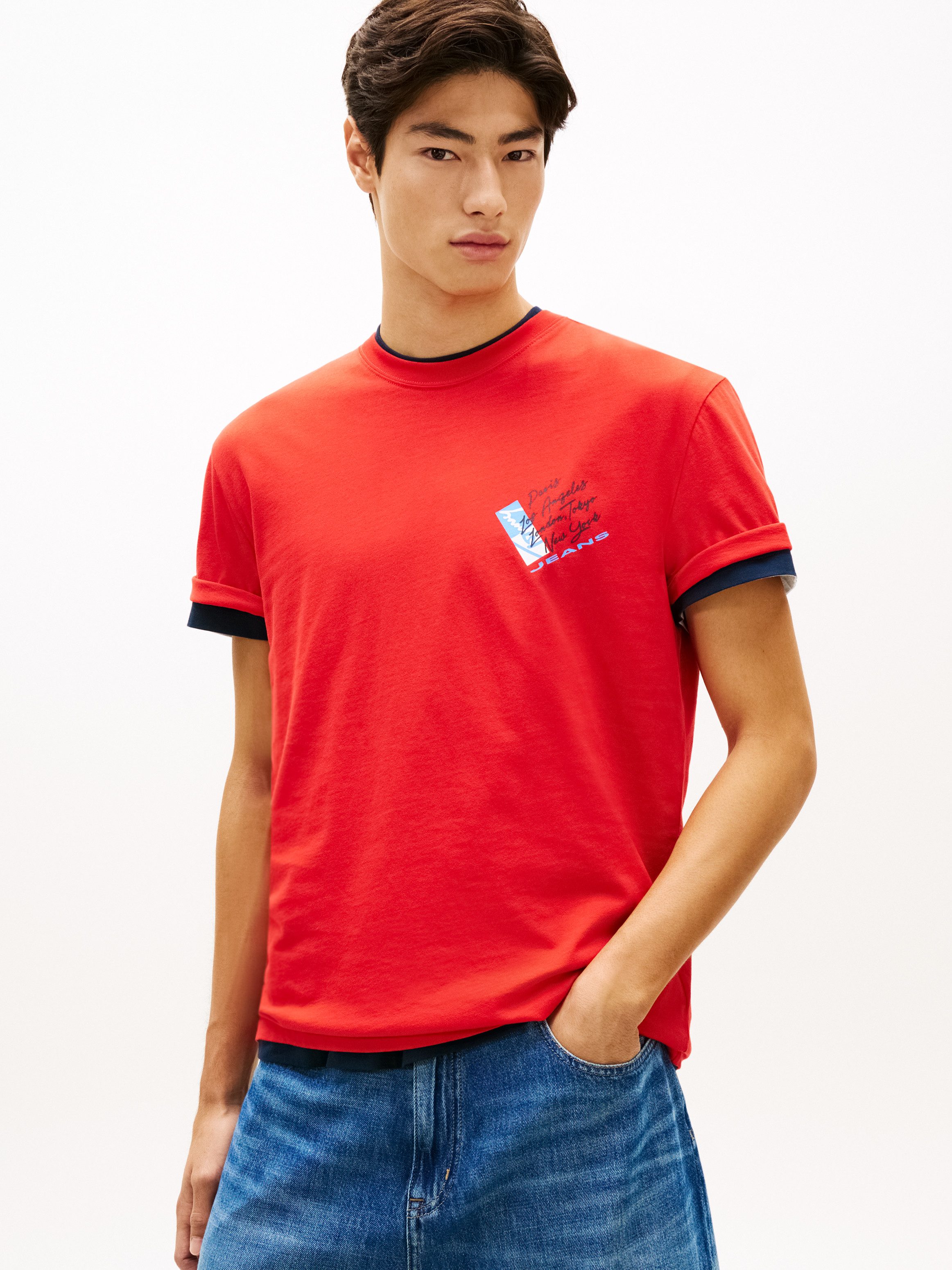 Tommy Jeans T-Shirt TJM REGULAR FIT SIGN SHIFT mit Label-Print, Baumwoll-Jersey