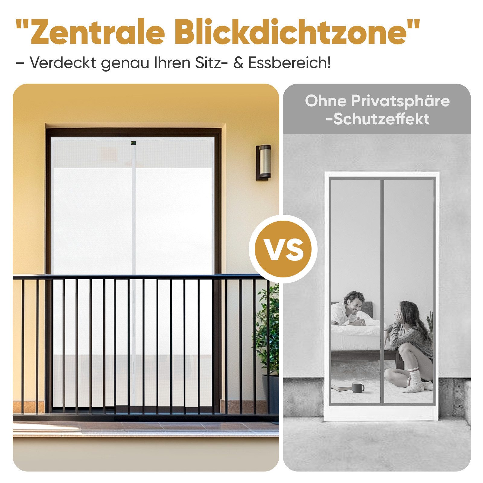 Sekey Insektenschutz-Tür Sichtschutz Türvorhang mit Magnet – Insektenschutz ohne Bohren, blickdicht & luftdurchlässig für Balkon & Schlafzimmer, Weiß