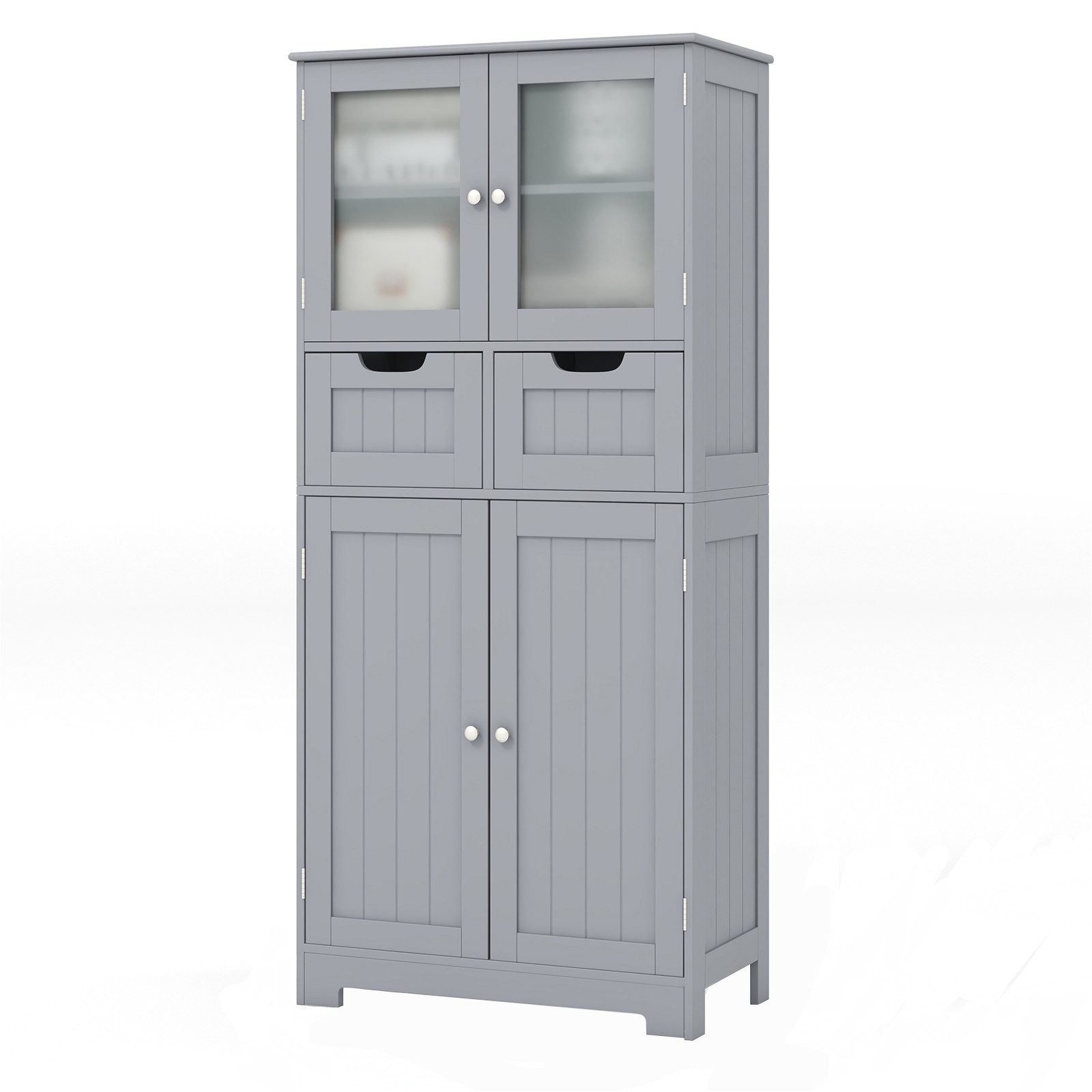 COSTWAY Badkommode, Badschrank mit Schublade, verstellbarem Regal, weiß 128cm