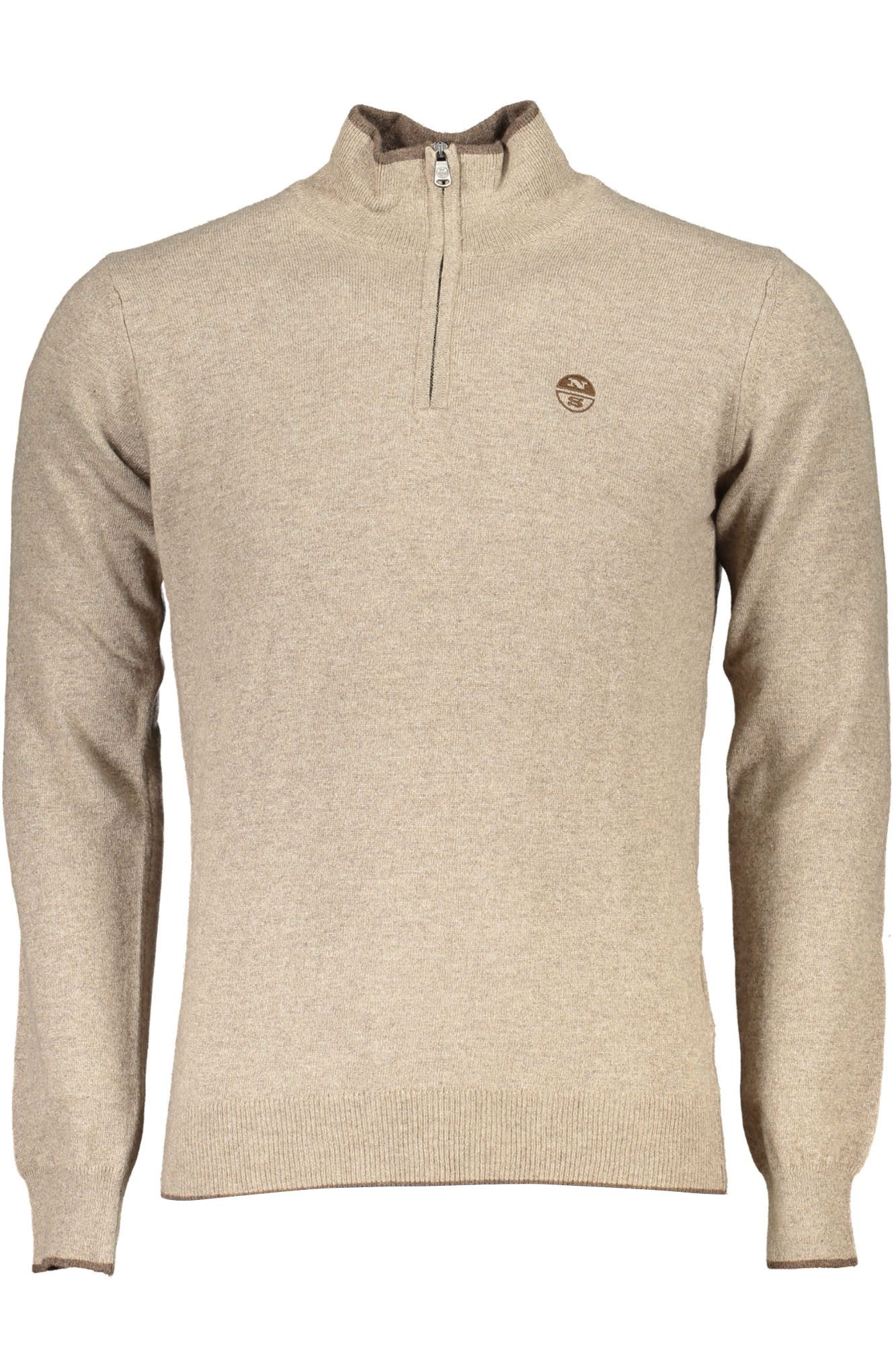 North Sails Strickpullover Beiger Herrenpullover mit Rollkragen & Reißverschluss aus Recyclingfa