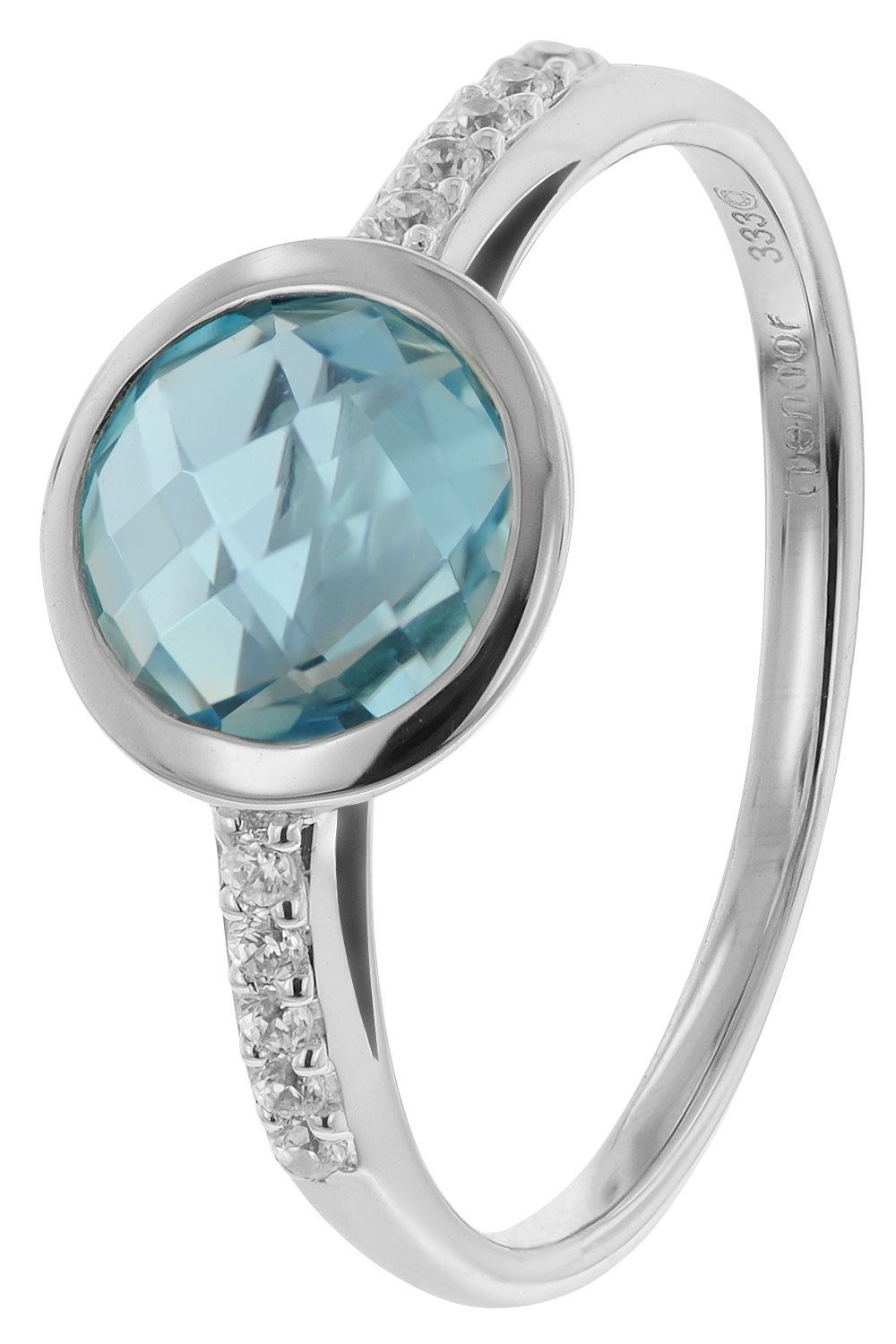 trendor Goldring für Weißgold 333 mit Blautopas günstig online kaufen