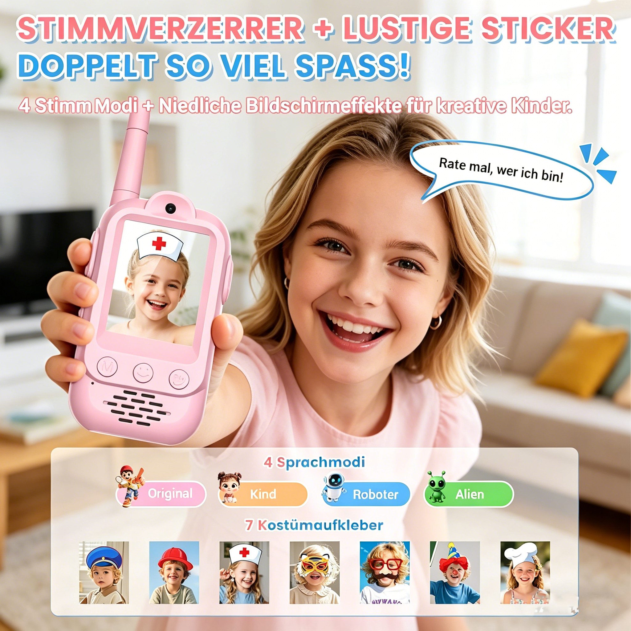 Luckice Walkie Talkie Video Walkie Talkie Kinder, Geschenk Junge Mädchen 3 4 5 6 7 8 Jahre, (Walki Talki Aufladbar Outdoor Spielzeug ab 3-12 Jahre Mädchen Kinderspielzeug ab 3-8 Jahre Jungen Geburtstagsgeschenk für Kind)