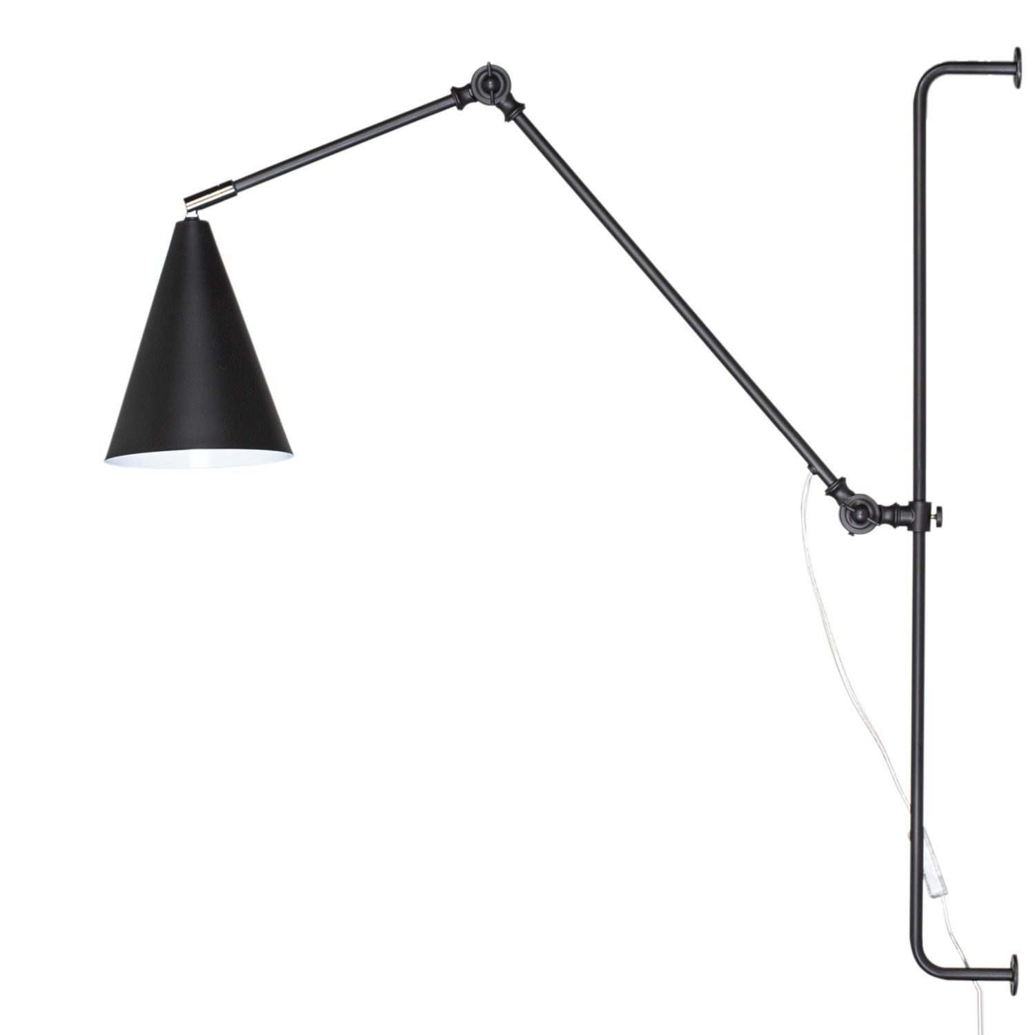 Licht-Erlebnisse Wandleuchte WANJA, ohne Leuchtmittel, Stecker Schalter H: 78,5 cm Gelenkarm Schwarz Metall E27 Retro