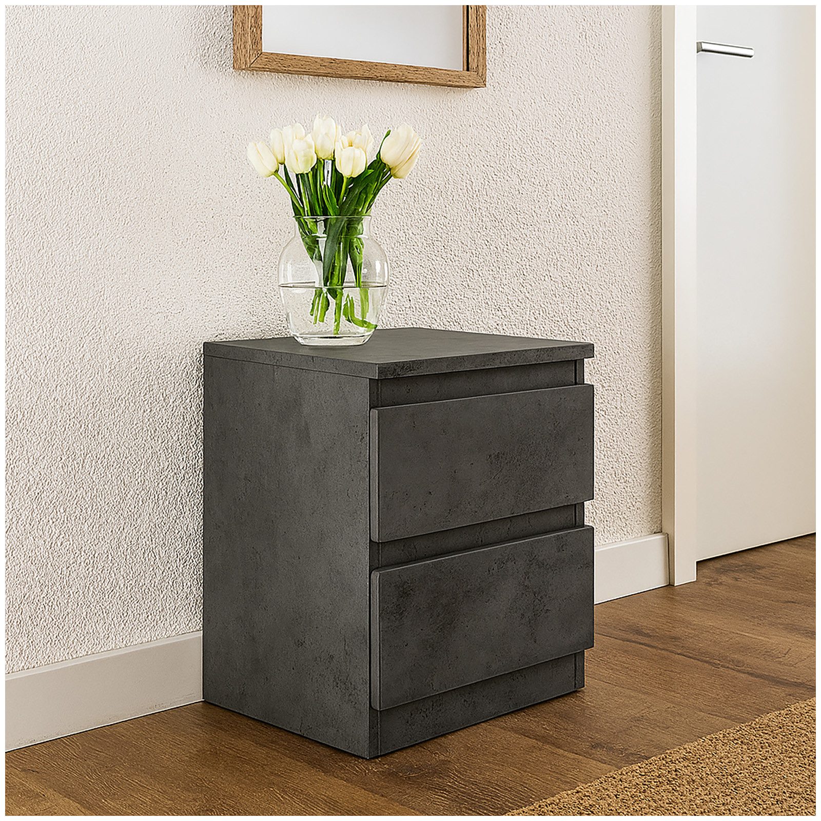 HTI-Living Nachtkommode Nachtkommode mit 2 grifflosen Schubladen (Stück, 1 St., 1 Nachtkommode), Nachtschrank Nachttisch