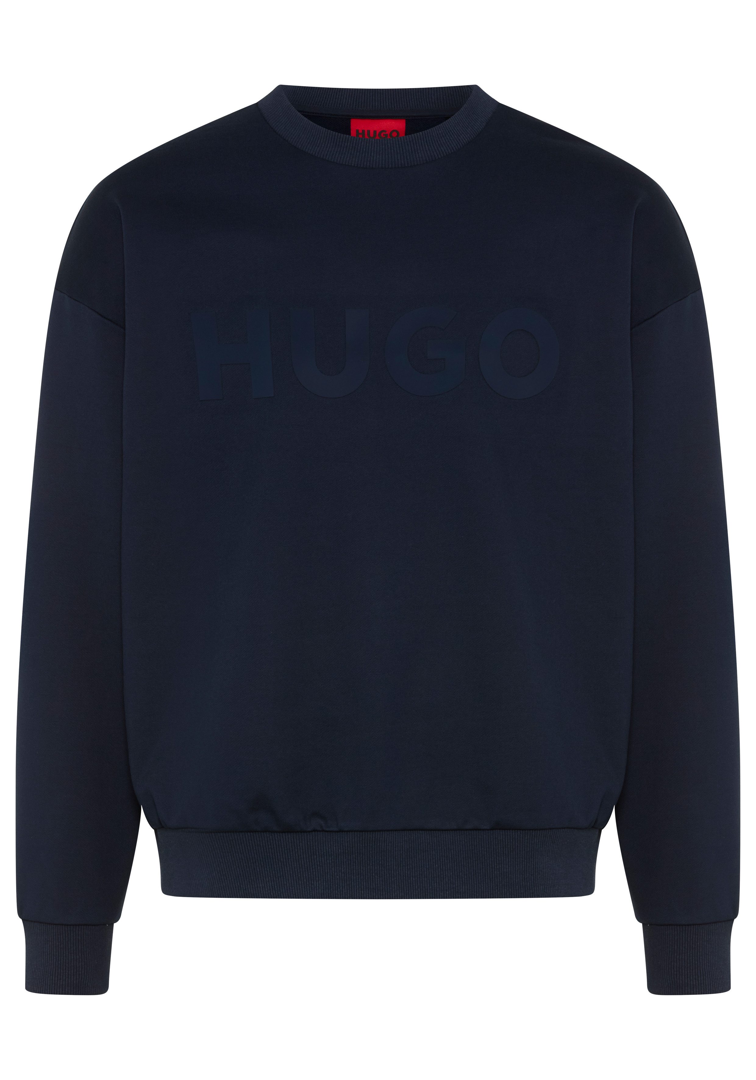 HUGO Sweatshirt Dinex Rundhalsausschnitt, Oversize Fit, Logo-Druck