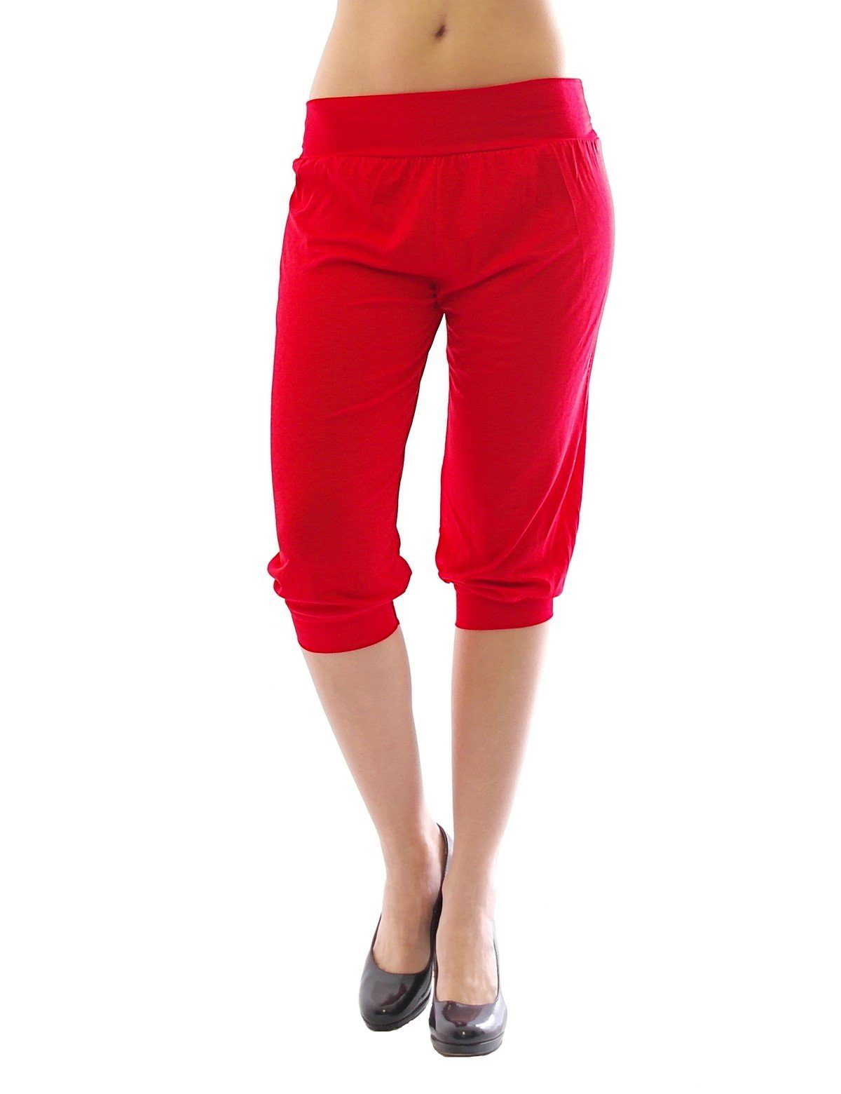 Capri Harems Bund hoher SYS Baggy Haremshose Leggings rot Aladin 3/4 Hose Harem