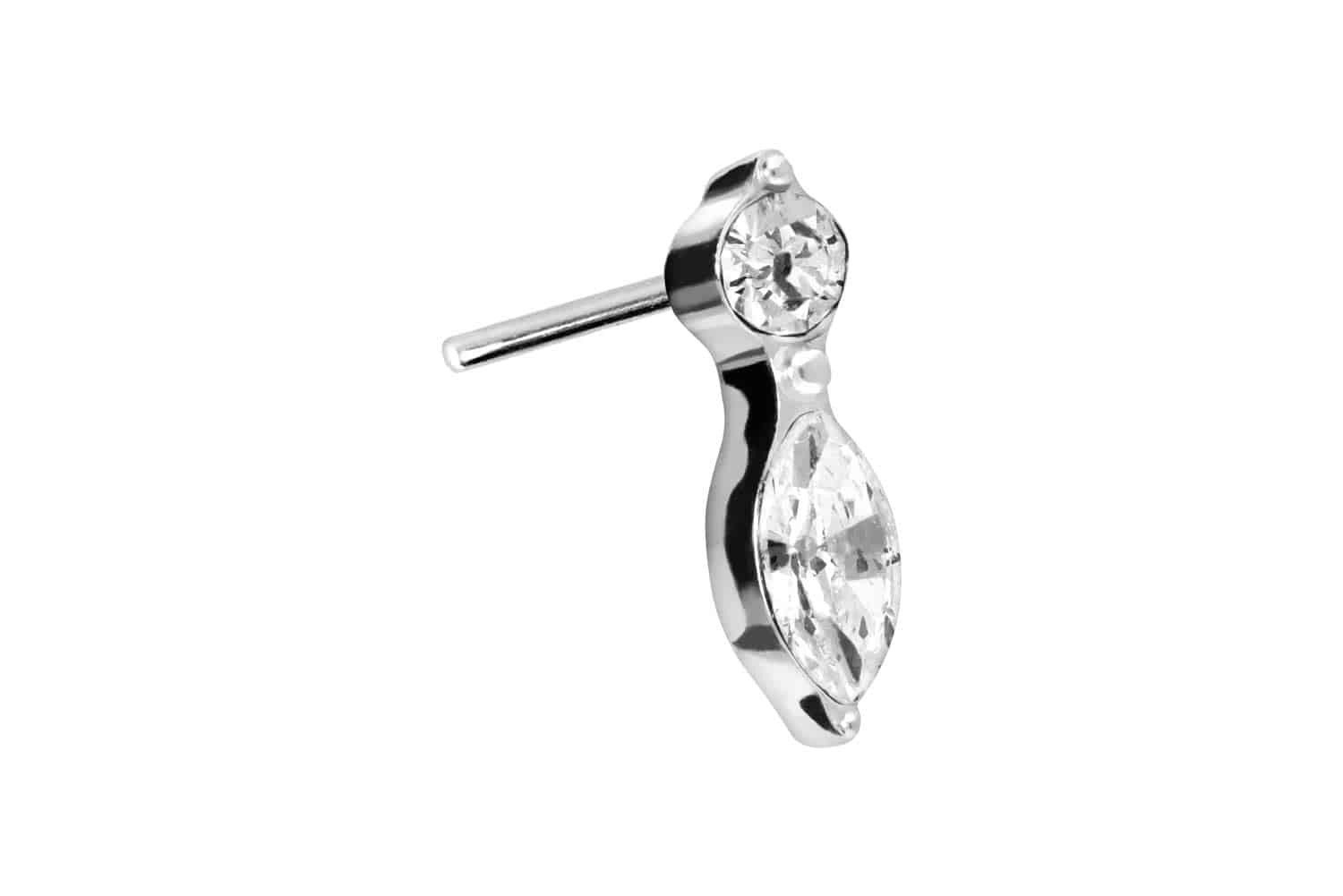 Piercing-Set Titan Aufsatz mit Push Pin KRISTALLBLATT