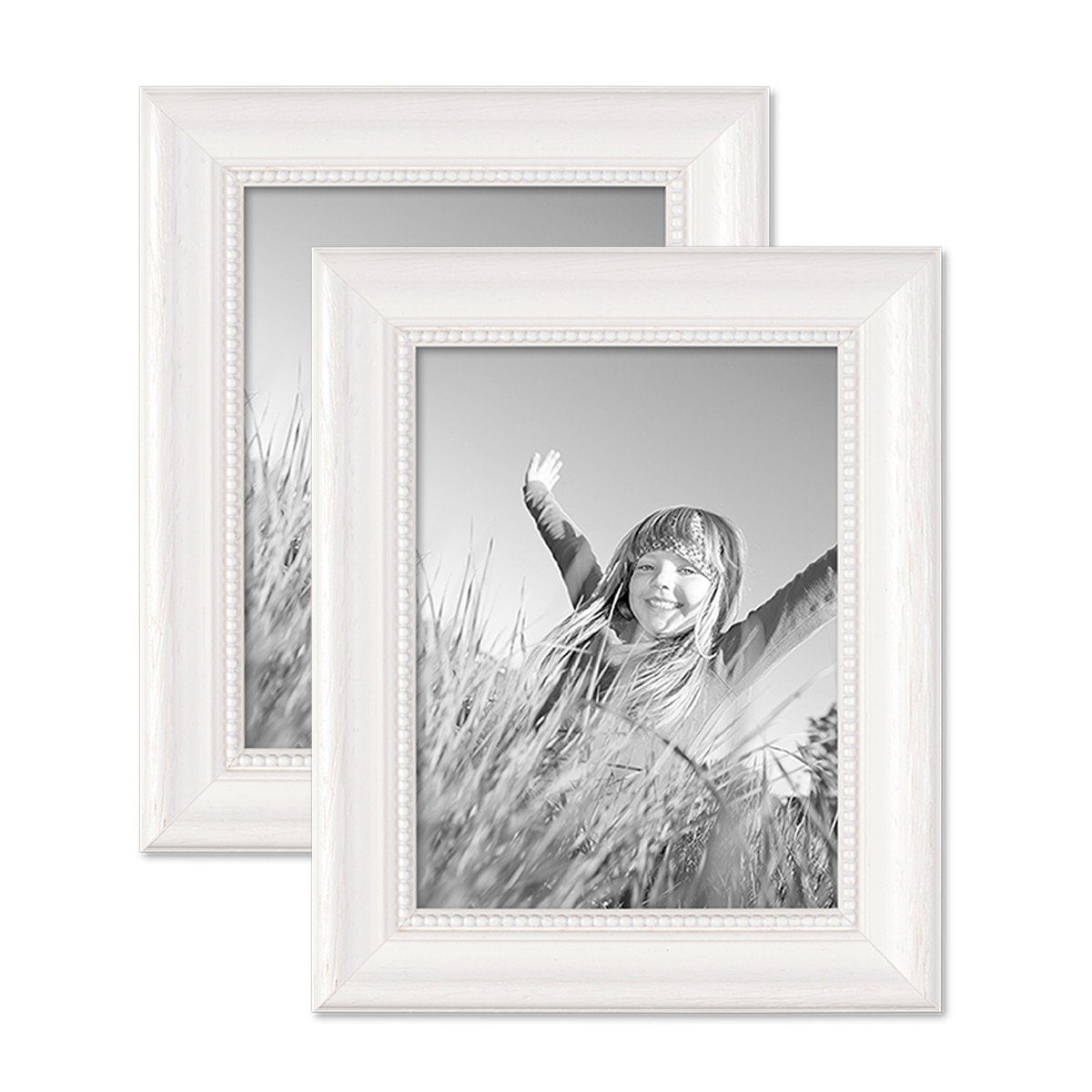 PHOTOLINI Bilderrahmen 2er Set im Shabby-Chic Landhaus-Stil Massivholz günstig online kaufen