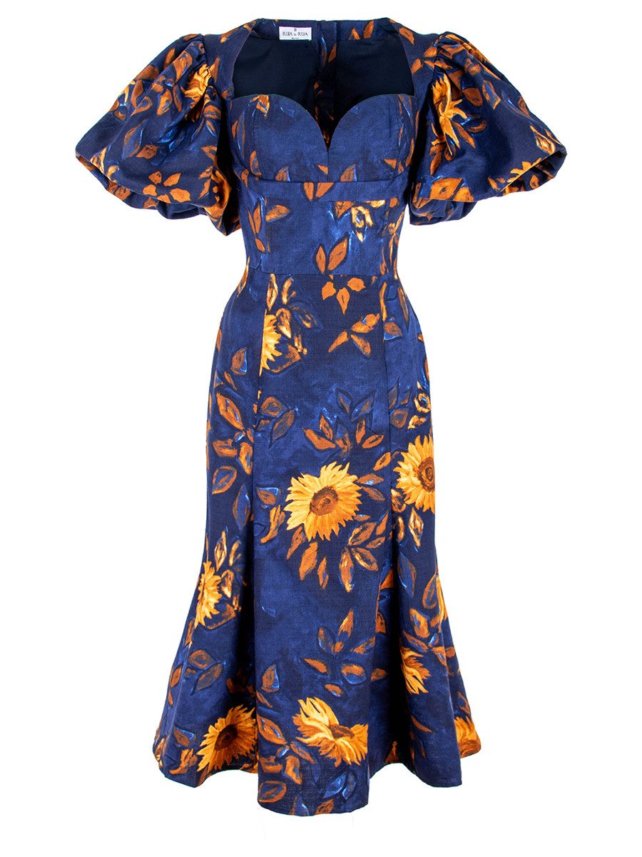 Abendkleid Bustier Kleid mit Floralem Print Midikleid
