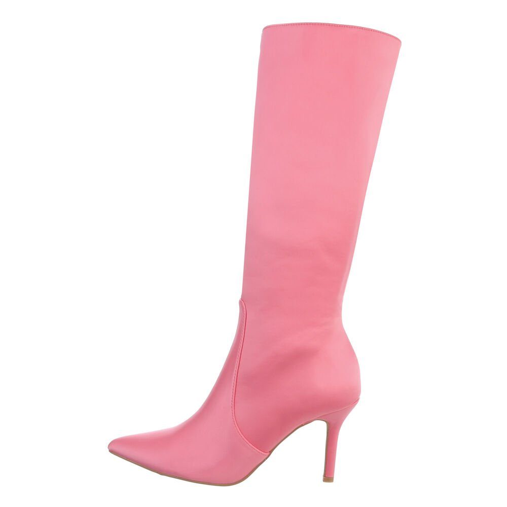 Ital-Design Damen Stiefel High-Heel Pfennig-/Stilettoabsatz Pink in Party High-Heel-Stiefel & Clubwear