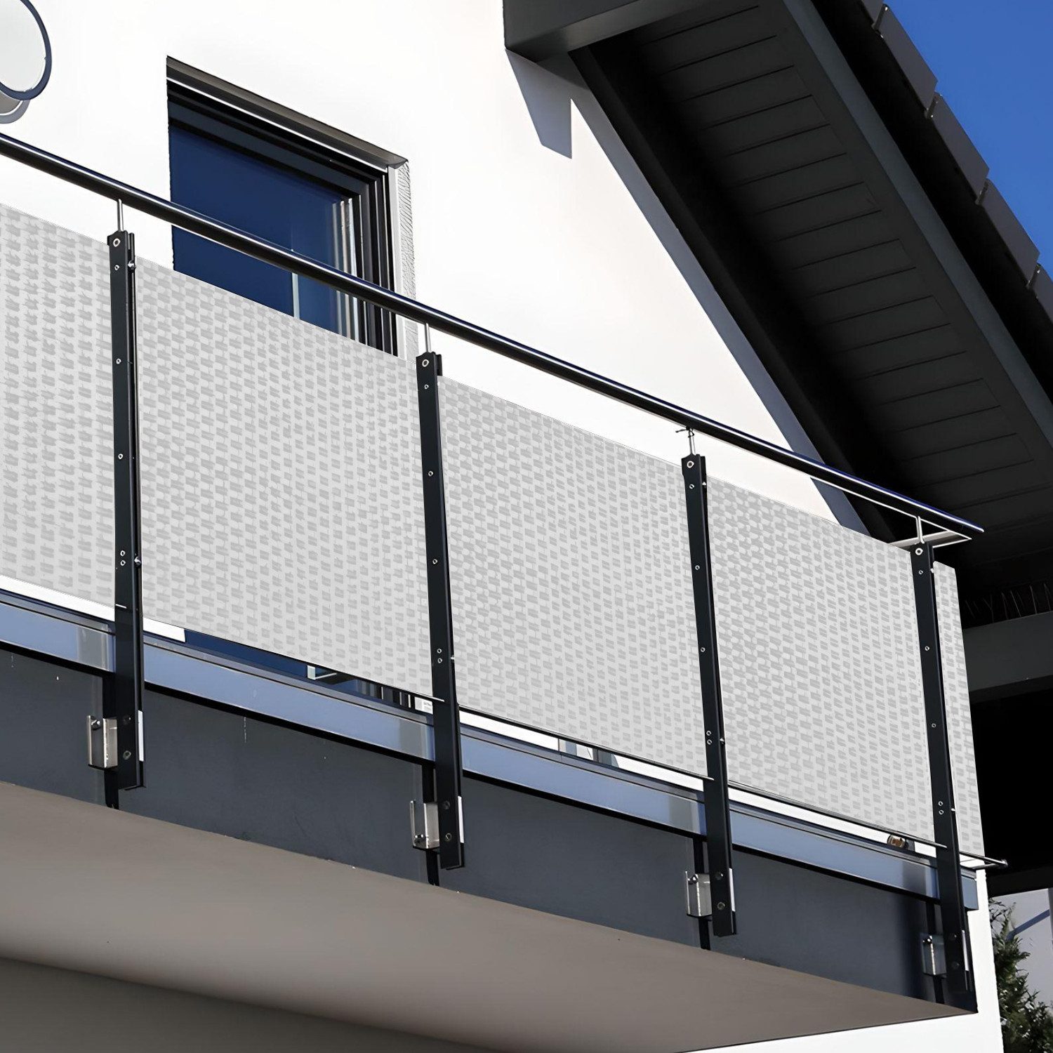 NYVI Balkonsichtschutz Polyrattan Balkon Sichtschutz Privafence Balkonbespannung Metallösen (1-St) UV-fest, Witterungsbeständig, 100% Blickdicht - Balkonumspannung