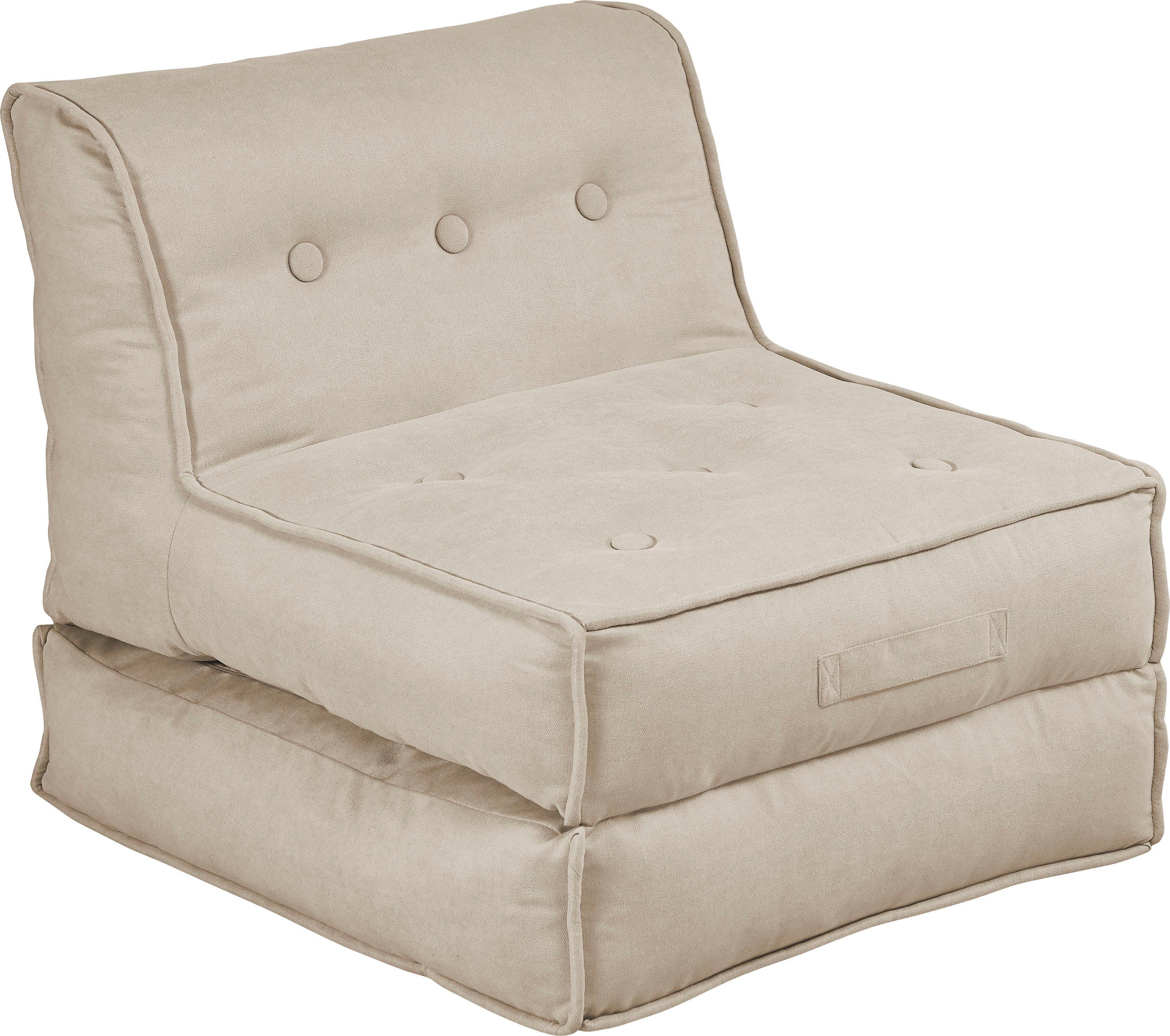 INOSIGN Sessel Loungesessel in Schlaffunktion und Pia, creme creme mit Pouf-Funktion. Größen, 2 