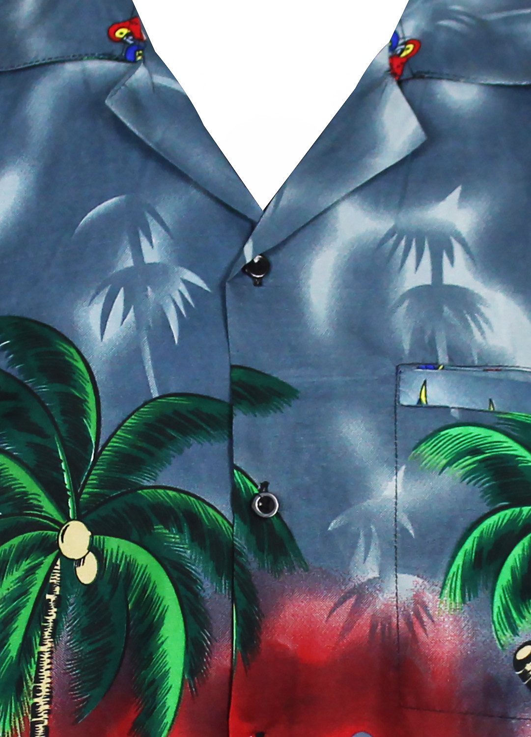 King Kameha Hawaiihemd Parrot Funky Hawaii-Hemd Herren Kurzarm Front-Tasche Stylish Unisex
