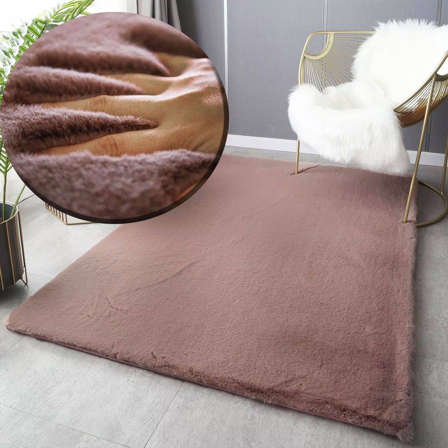 Vimoda Hochflor-Teppich Kunstfell Teppich, Flauschiger Hochflor Wohnzimmer günstig online kaufen