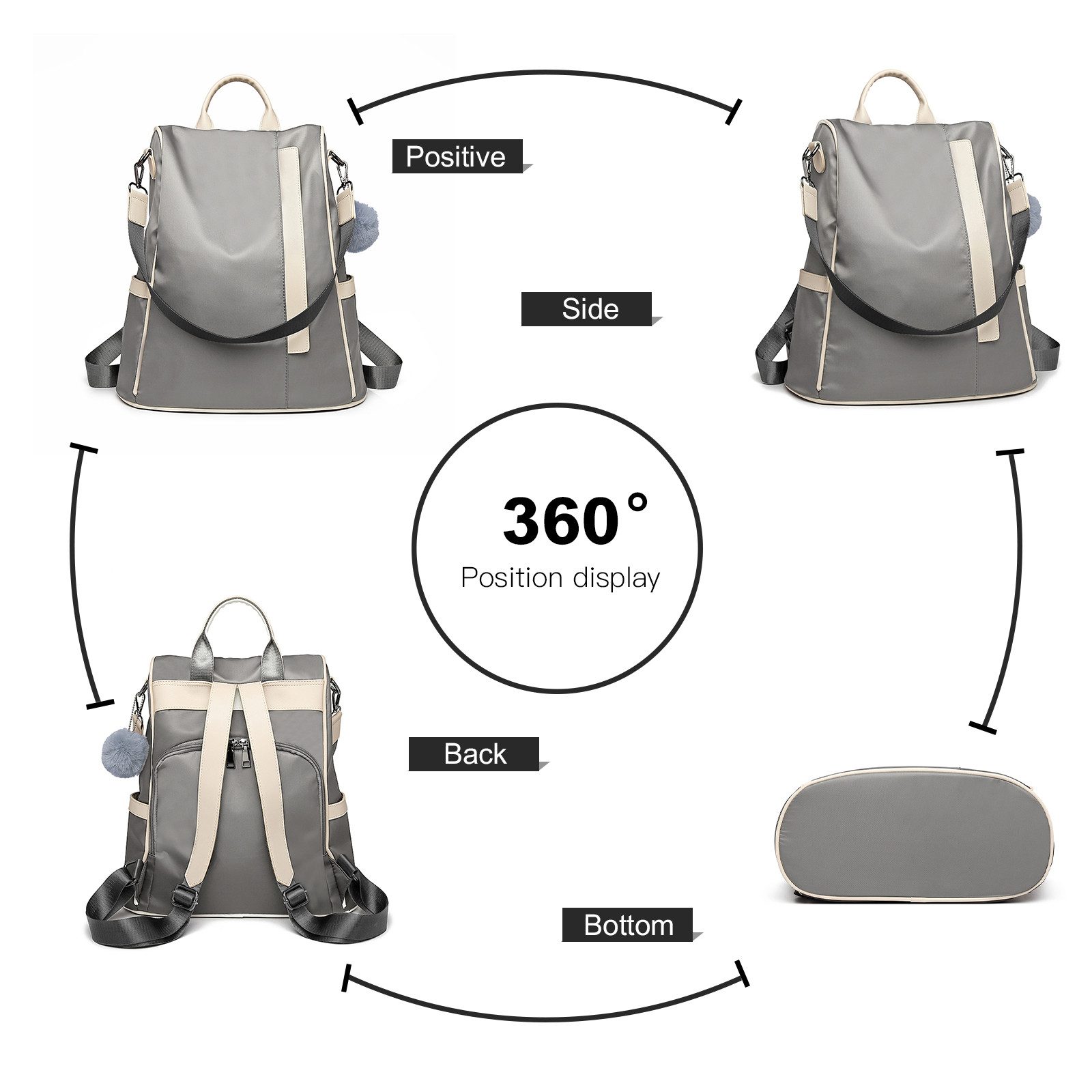 Miss Lulu Rucksack Anti-Diebstahl Rucksack mit Pom Anhänger Cityrucksack fü günstig online kaufen