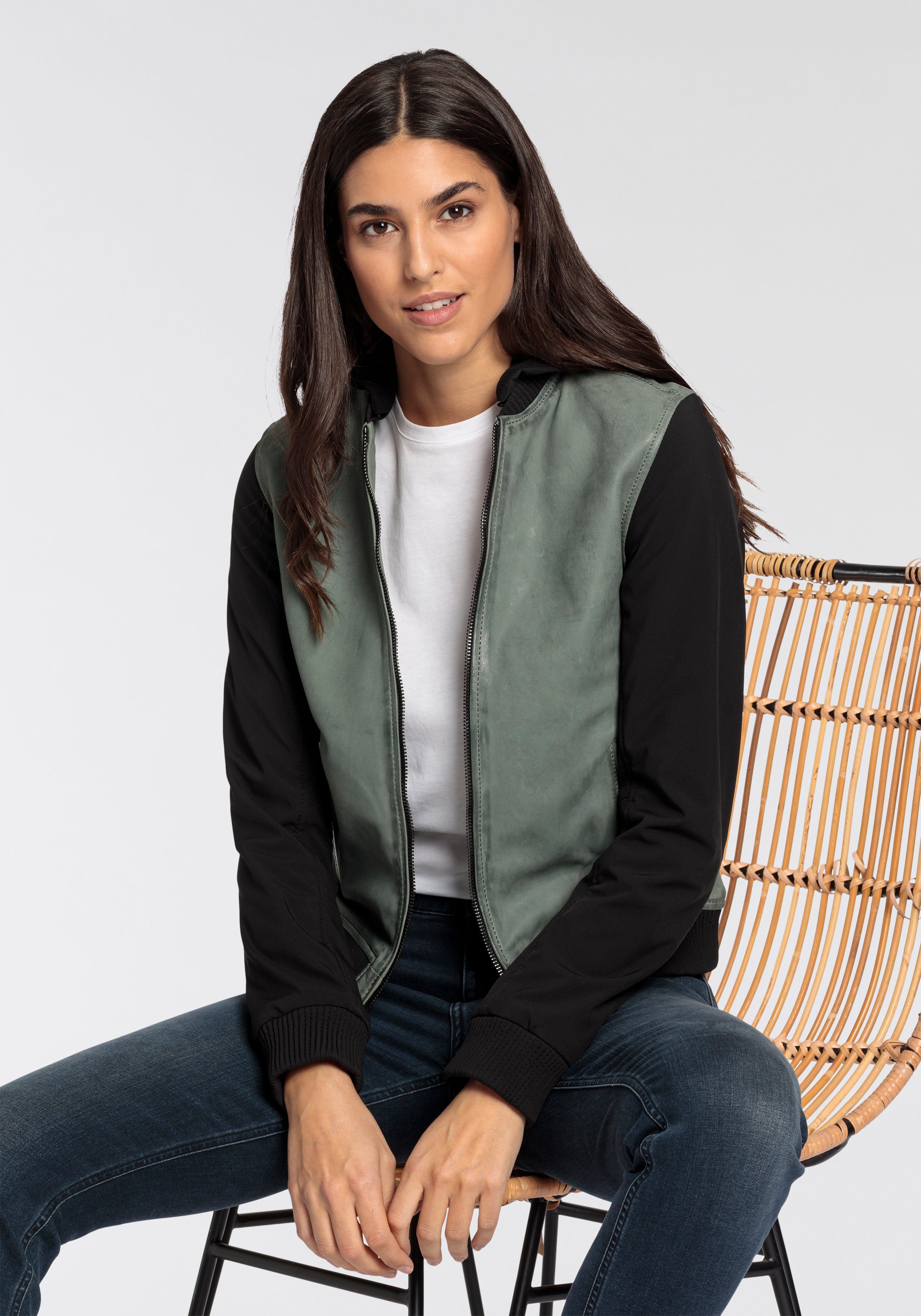 Mauritius Lederjacke GWHanja OT im Materialmix günstig online kaufen