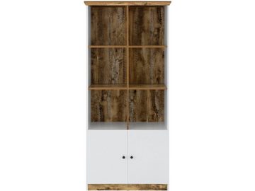 loft24 Bücherregal Casper, Bücherregal mit 2 Türen, 6 Fächer, FSC®-zertifiziert, Breite 80 cm