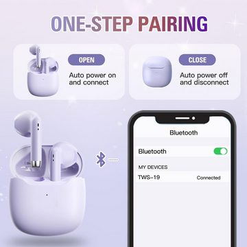 Xmenha kabellos Bluetooth 5.3 für iPhone Android kleine Ohren In-Ear-Kopfhörer (Satter Sound und aktive Geräuschunterdrückung für ungestörten Musikgenuss unterwegs., Intuitive Bedienung und einfacheEinrichtung für sofortigen Musikgenuss)