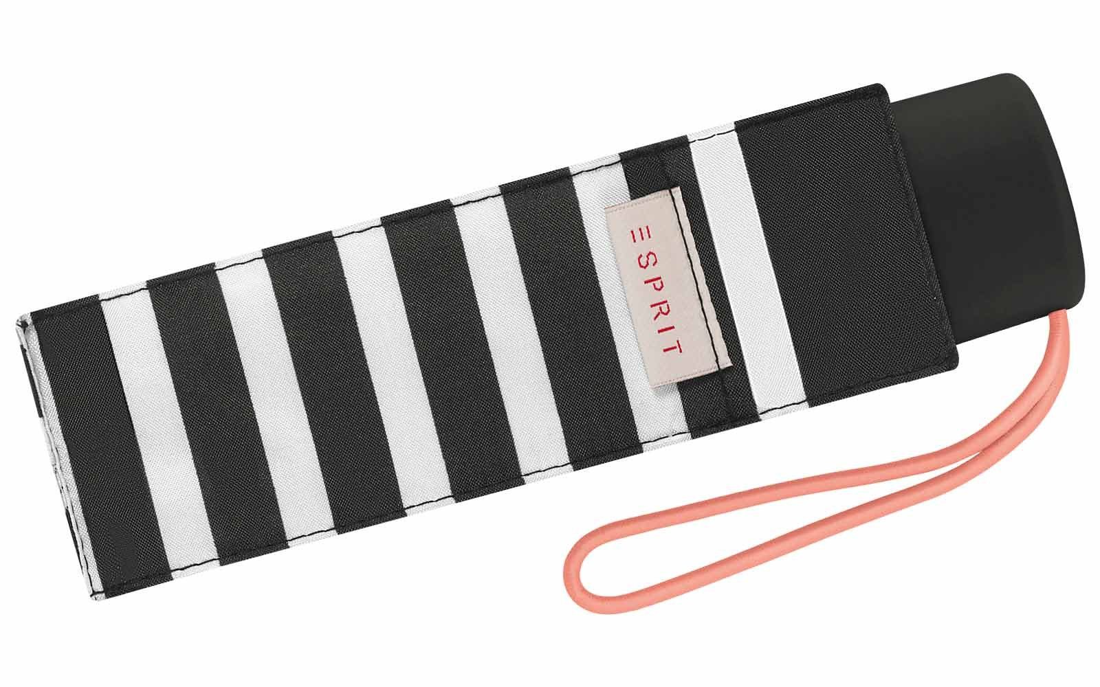 Design Taschenregenschirm kleiner, Schirm für Stripes handlicher Esprit Damen, coral E_Motional