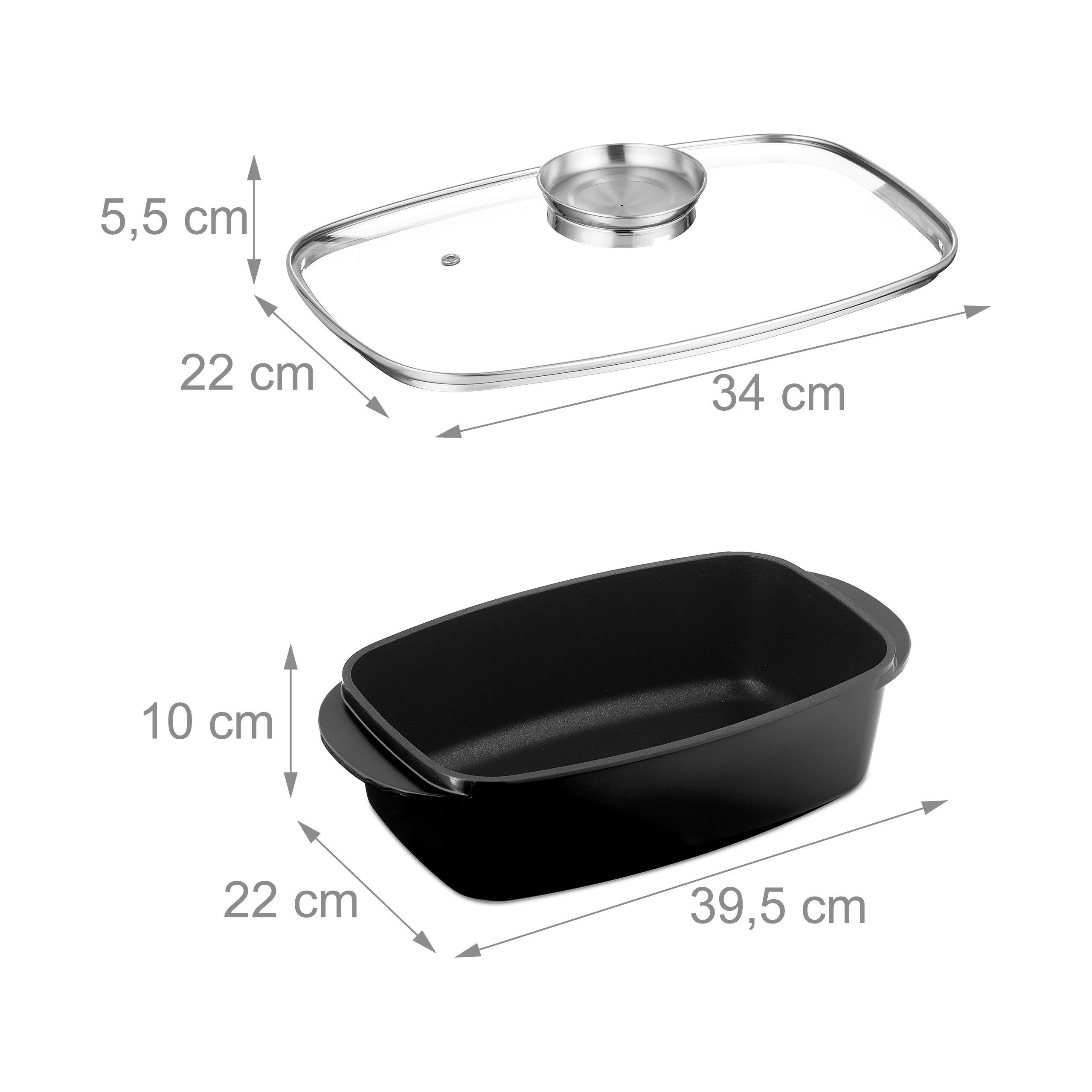 relaxdays Bräter mit Deckel und Aromaknopf, Aluminium