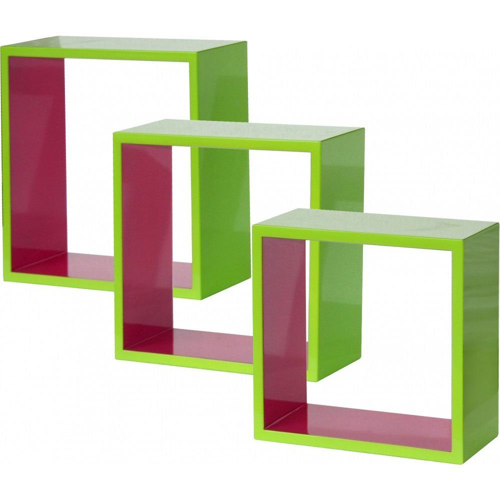 Set etc-shop Dekoration Regal, hochglanz MDF hellgrün Regale Mädchen teilig 5er 3 pink