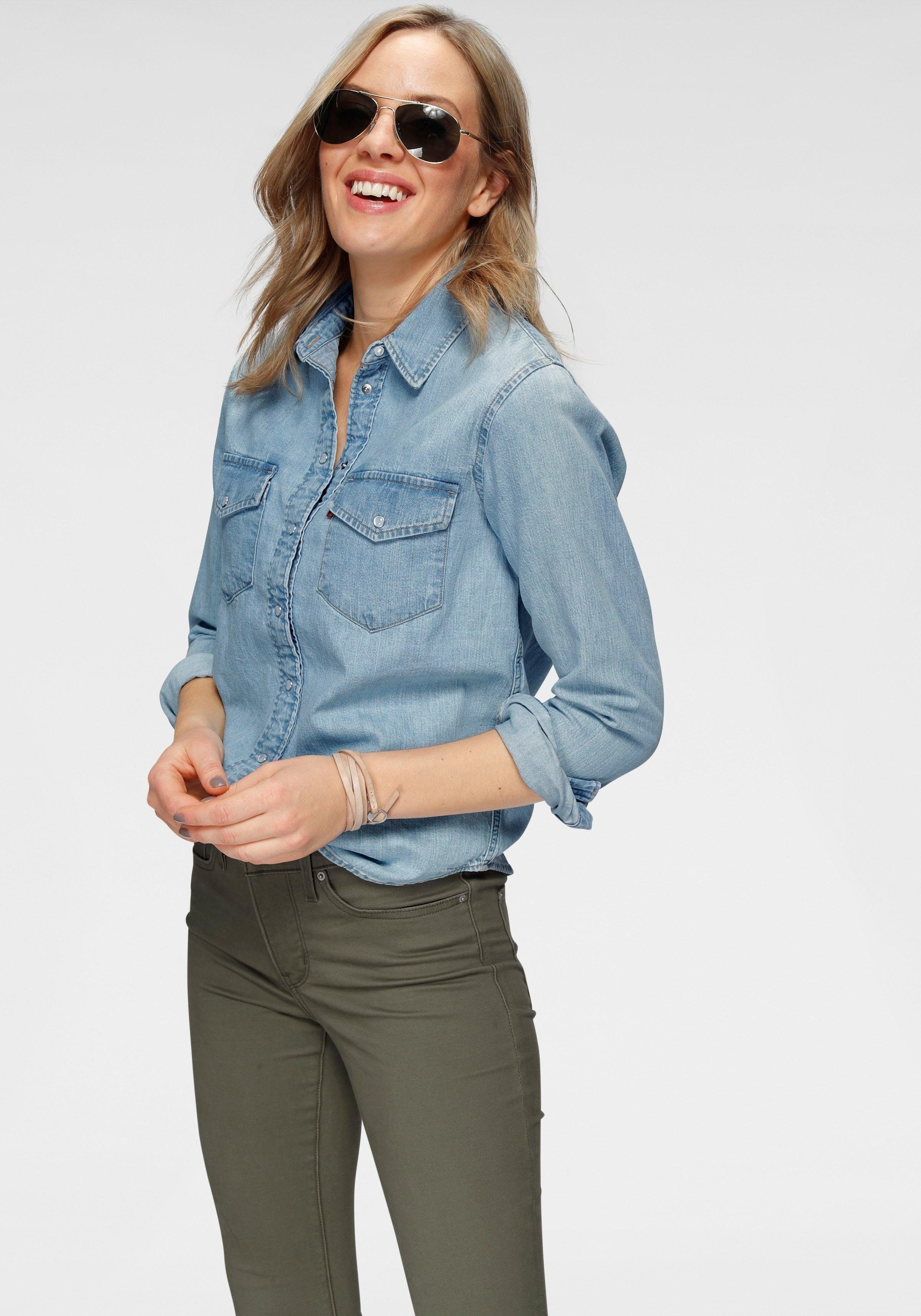 Levi's® Jeansbluse WESTERN mit blue-bleached ESSENTIAL mit Druckknöpfen Brusttaschen