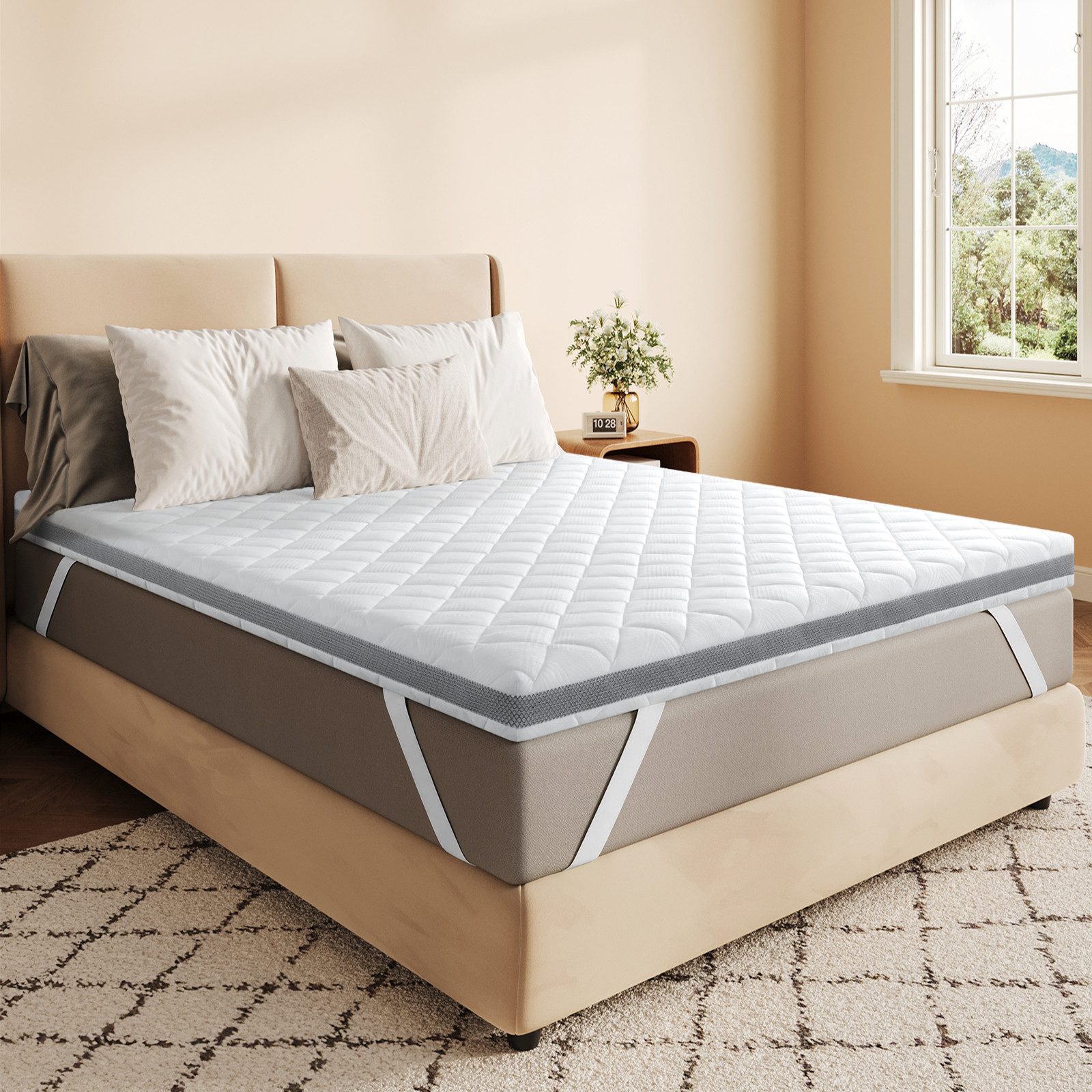 BedStory, Topper 180 x 200 cm topper H4 mittelhart oder H6 extra Hart Matratzentopper, 7.6 cm hoch, Kaltschaum, (Packung), Doppelte Rutschfestigkeit, Maschinenwaschbarer Bezug, OEKO-TEX®
