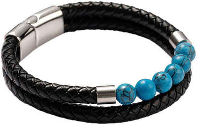 Firetti Armband Schmuck Geschenk Armschmuck Armkette Edelstein Perlen, Onesize, Made in Germany - mit Howlith oder Türkis (beh)