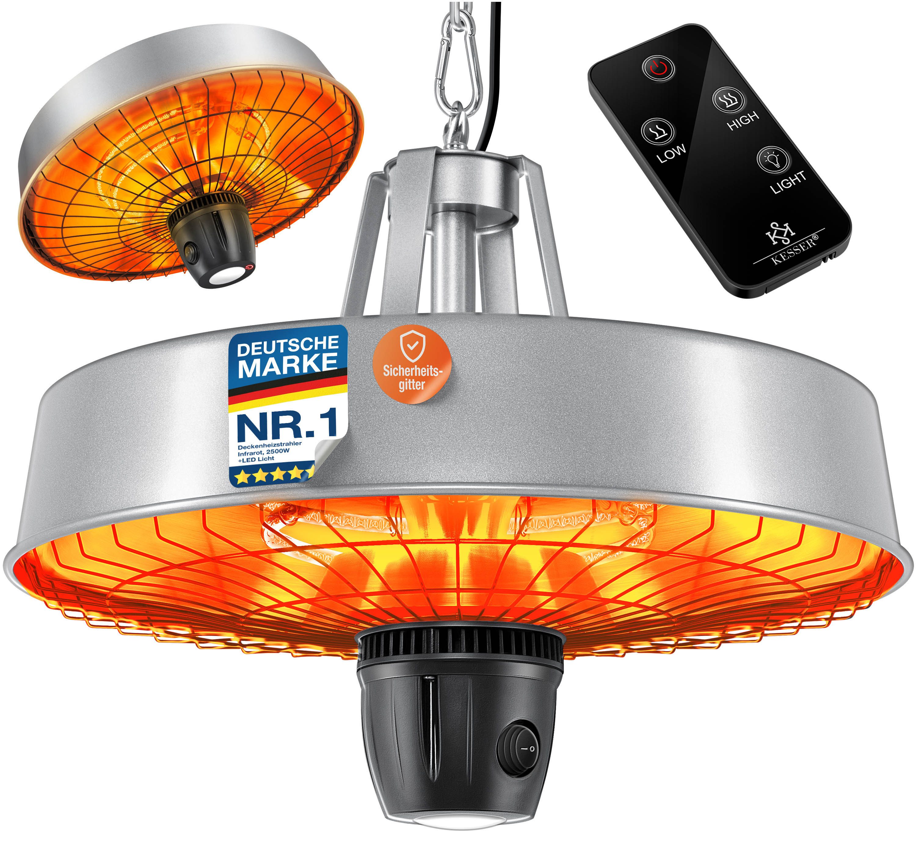 KESSER Terrassenstrahler, Deckenheizstrahler Heizpilz Infrarot-Heizstrahler 2500W