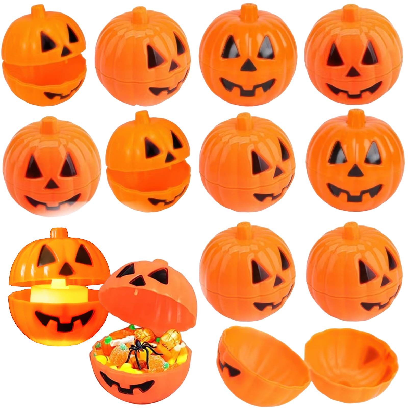Diwzbyn Dekoobjekt Kürbis Halloween behandeln Container für Schnitzeljagd Spiel (10 St), Halloween Trick oder behandeln Süßigkeiten Boxen für Party Favors