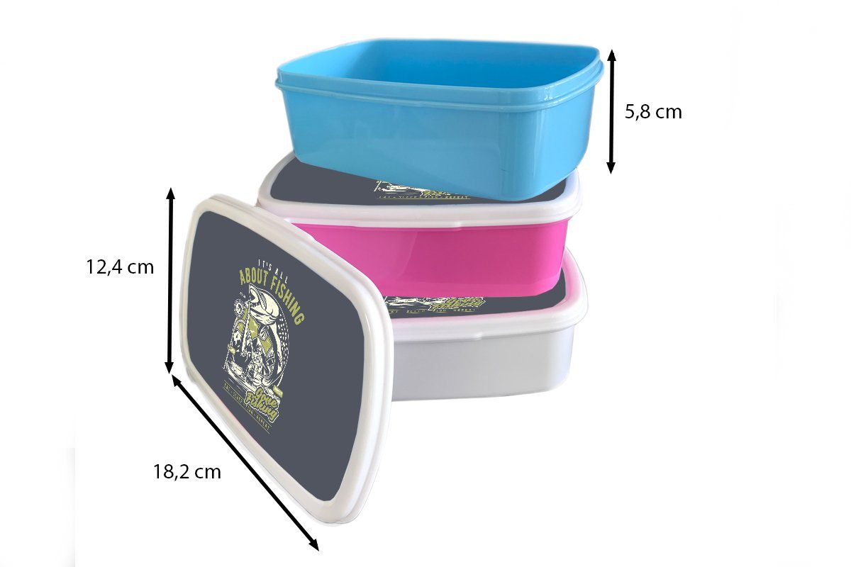 MuchoWow Lunchbox Fisch - Kunststoff, Mädchen, (2-tlg), Jahrgang, Boot Snackbox, für - rosa Brotdose Kunststoff Kinder, Brotbox Erwachsene